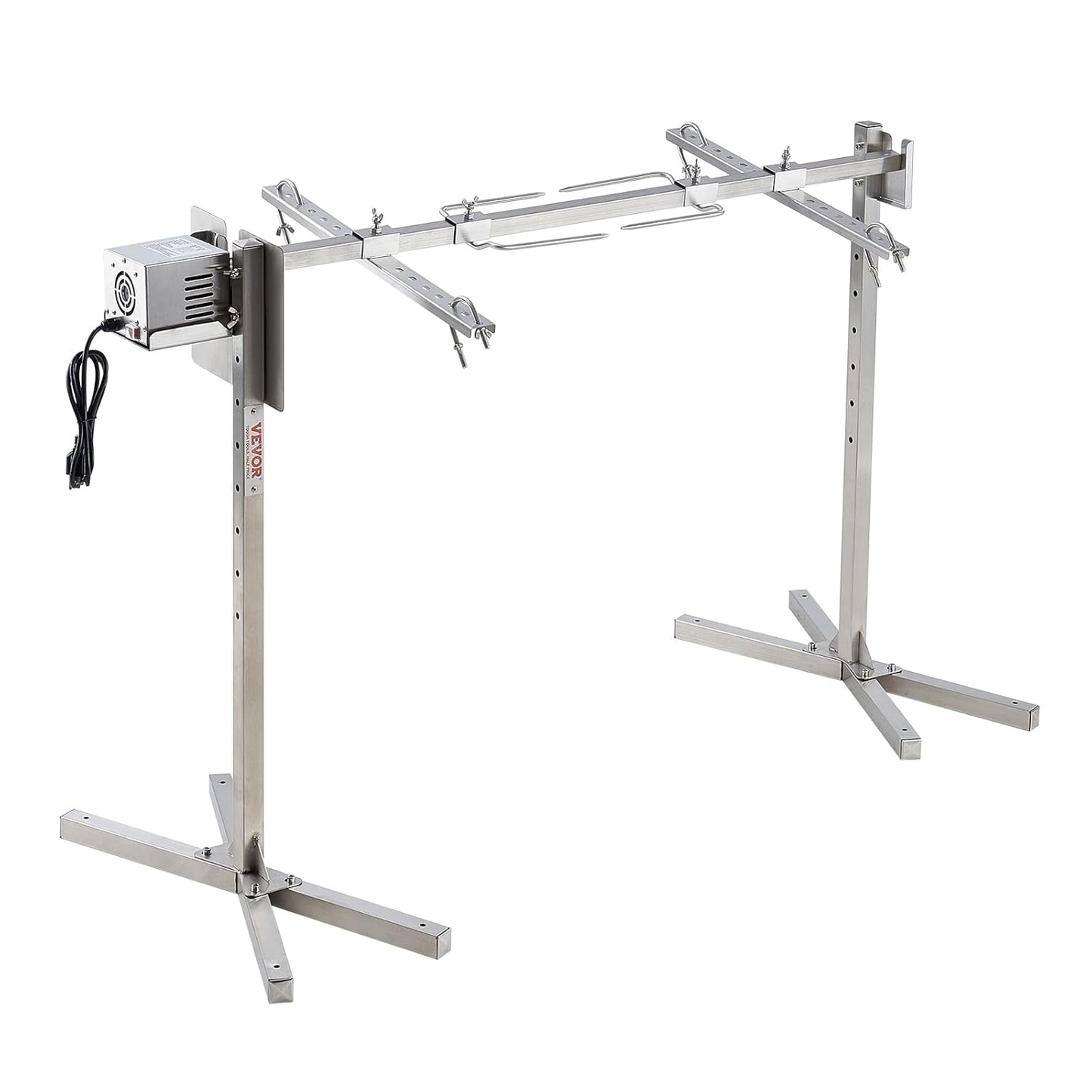 VEVOR Lammgrill, Spanferkelgrill, Spießbratengrill, 60 kg BBQ-Spießgrill für Schwein, Lamm, Ziege, elektrischer 52-W-Motor, kommerzielle Edelstahl-Drehspießröster mit Hitzeschild, 116 cm Spießlänge