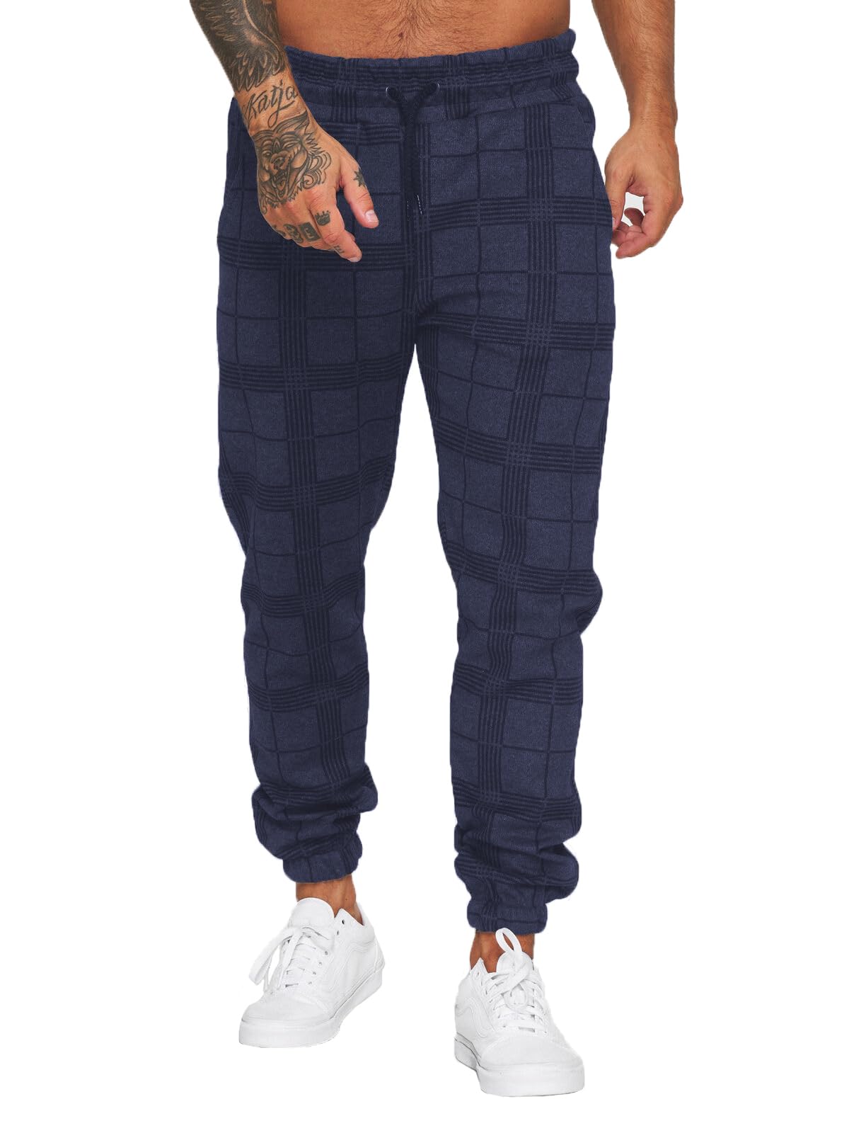 Men's Loose Fit Plaid Jogger Sweatpants