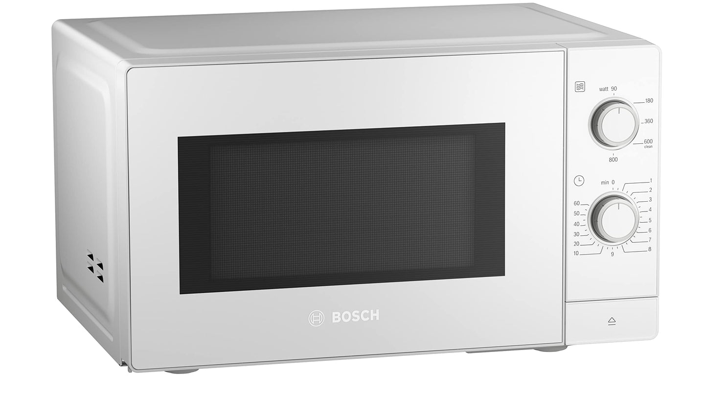 Bosch FFL023MS2 Serie 2 Mikrowelle, 26 x 44 cm, 800 W, Drehteller 27 cm, Türanschlag Links, AutoPilot 7 7 Automatikprogramme, Reinigungsunterstützung, LED-Touchdisplay, Edelstahl