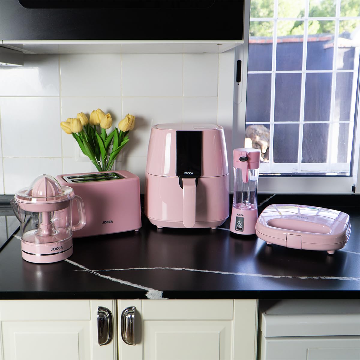 Jocca Heißluftfritteuse Sweet Line, 3,8L Fritteuse, 1450W, 8 Programme, LED Touchscreen, Timer, Rosa