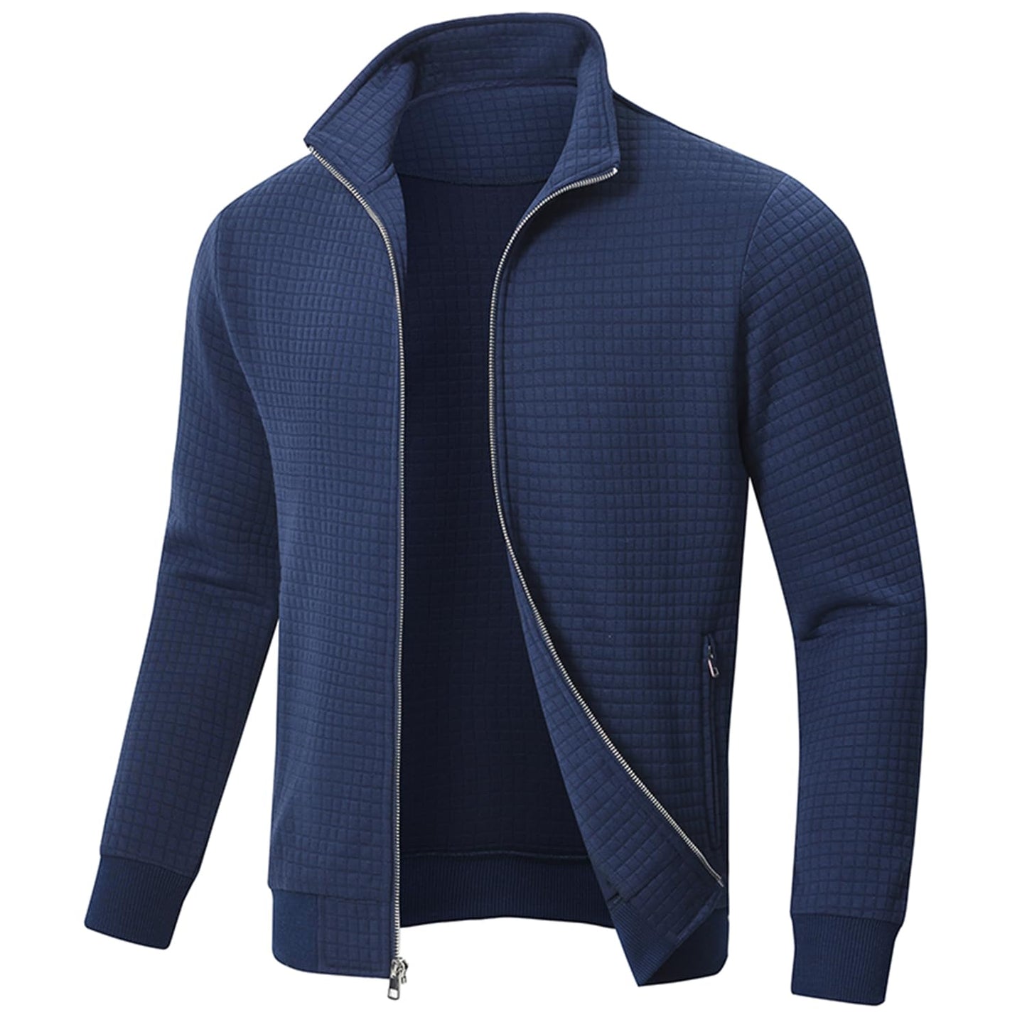 Men’s Transitional Jacket – Lightweight Winter Jacquard Coat with Zipper Pocket
