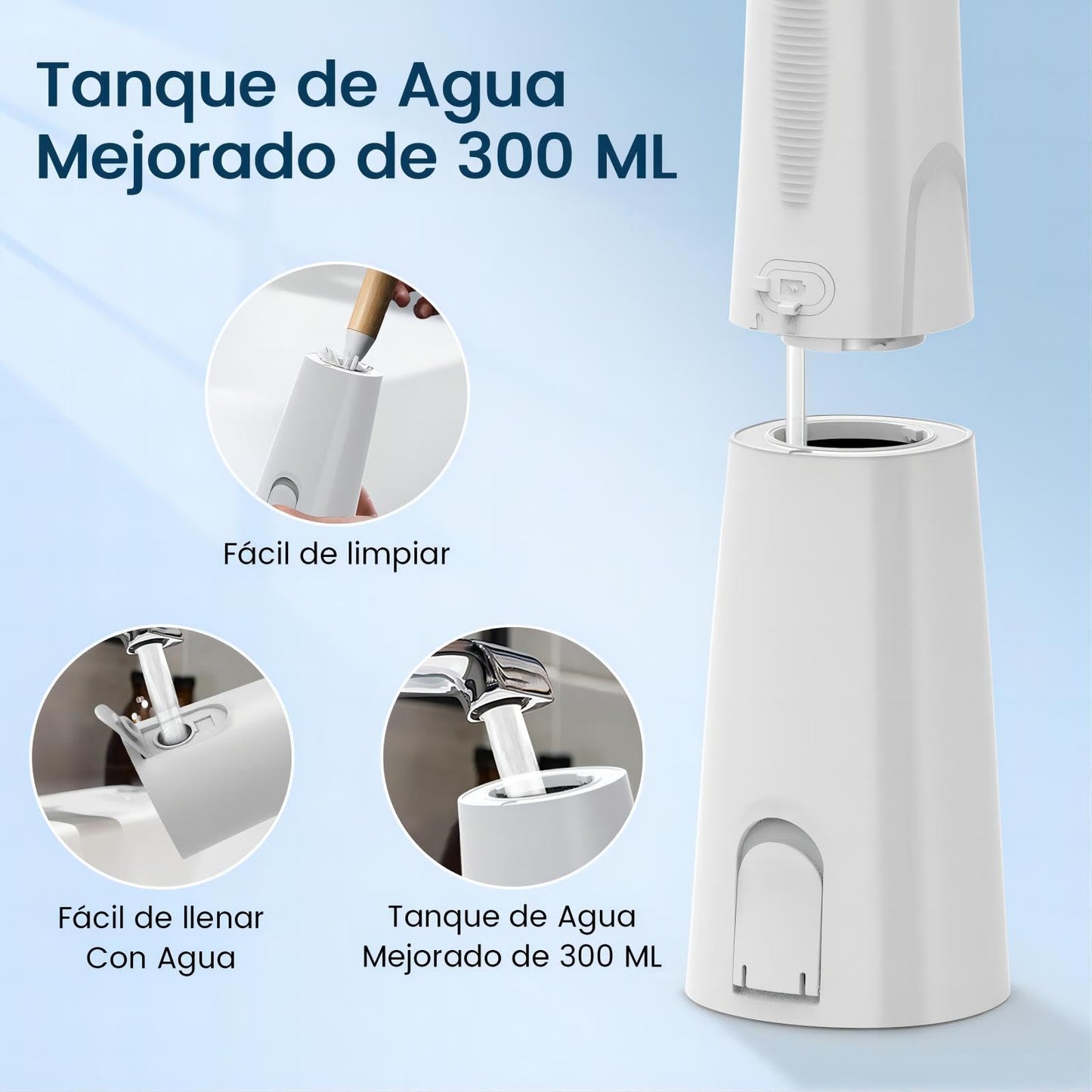 Munddusche Kabellos Elektrischer Zahnreiniger, Vimmk Zahndusche Water Flosser 5 Modi & 8 Düsen USB-C Wiederaufladbare Wasser Flosser IPX7 Wasserdicht, 300ML Wassertank Mund Reiniger(Schwarz)