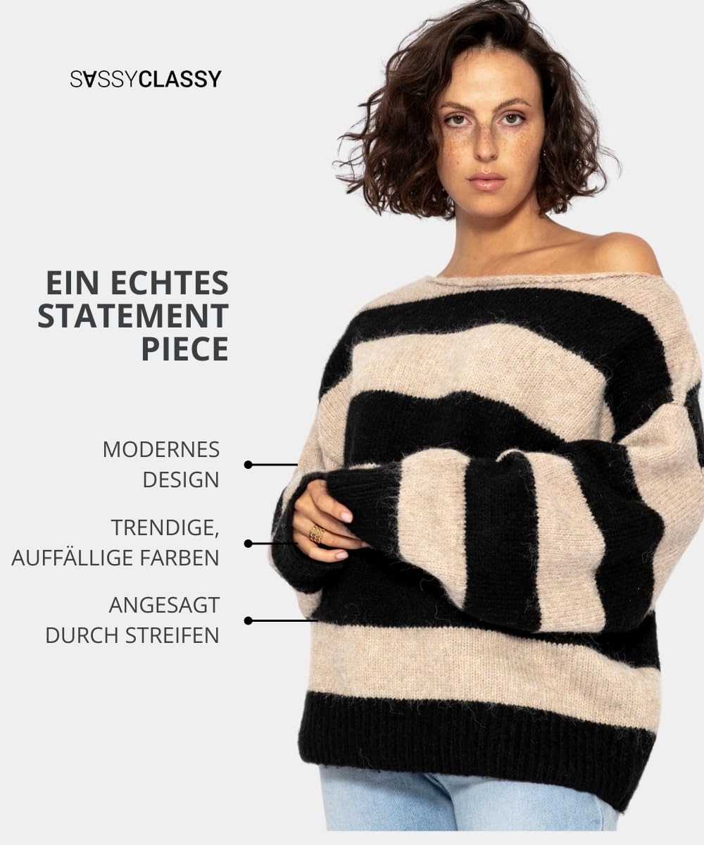 SASSYCLASSY Women’s Striped Oversize Sweater