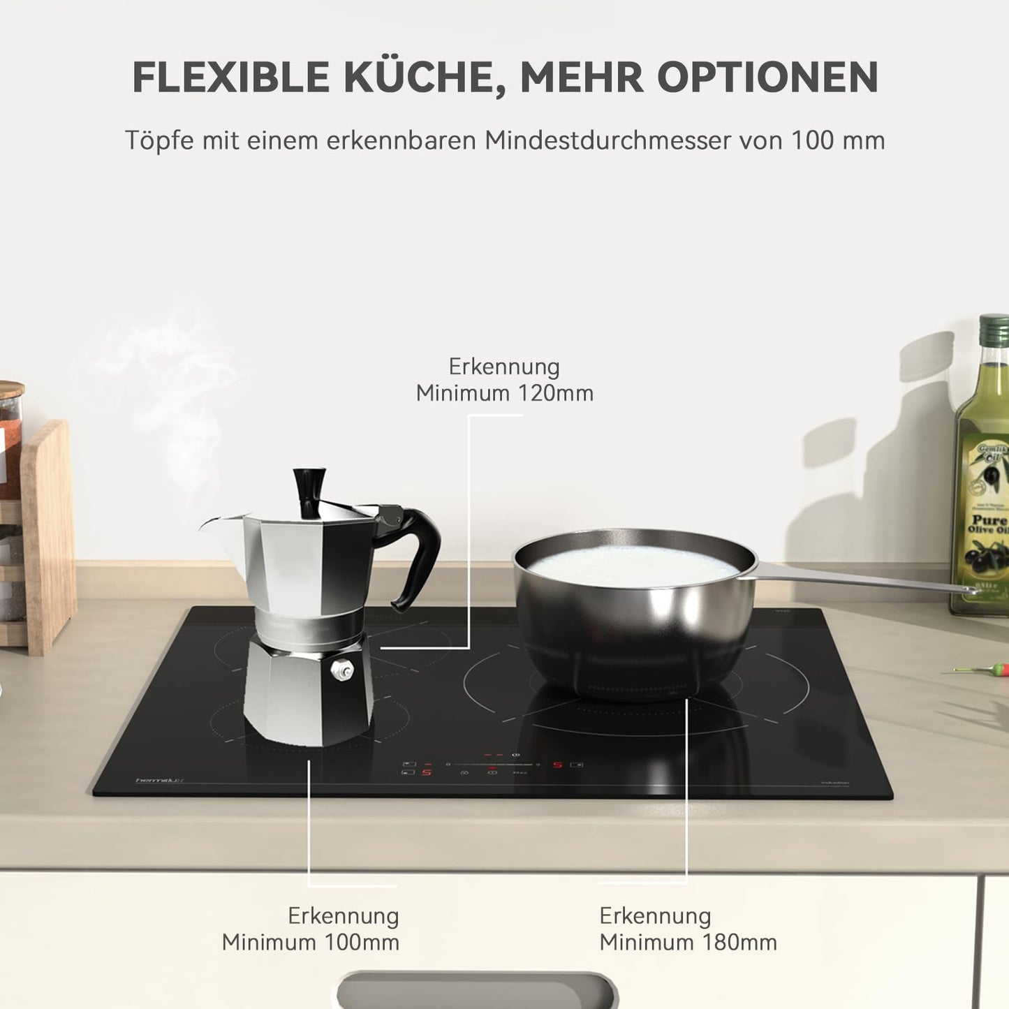 Hermitlux ceramic hob,Built-in 29 cm black glass ceramic electric hob,9 power levels,Sensor touch control, child lock, 1-99 minute timer,Suitable for all pots and pans