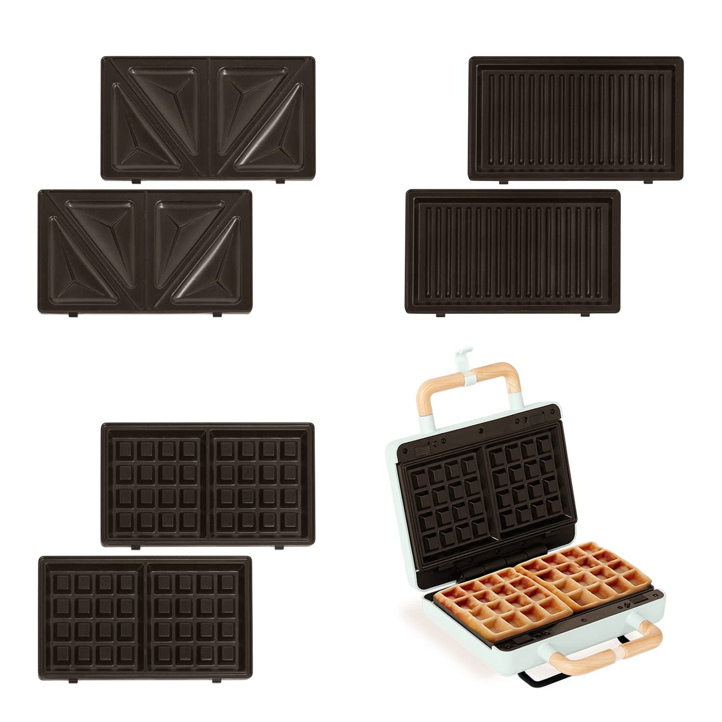CREATE/STONE STUDIO/Sandwichmaker und Waffeleisen in Rosa-Barbie / 2 austauschbare Antihaftplatten, 1 Scheibe, 100º Offnung, BPA-frei, 105º Öffnung, Cool-Touch-Griff, 600W