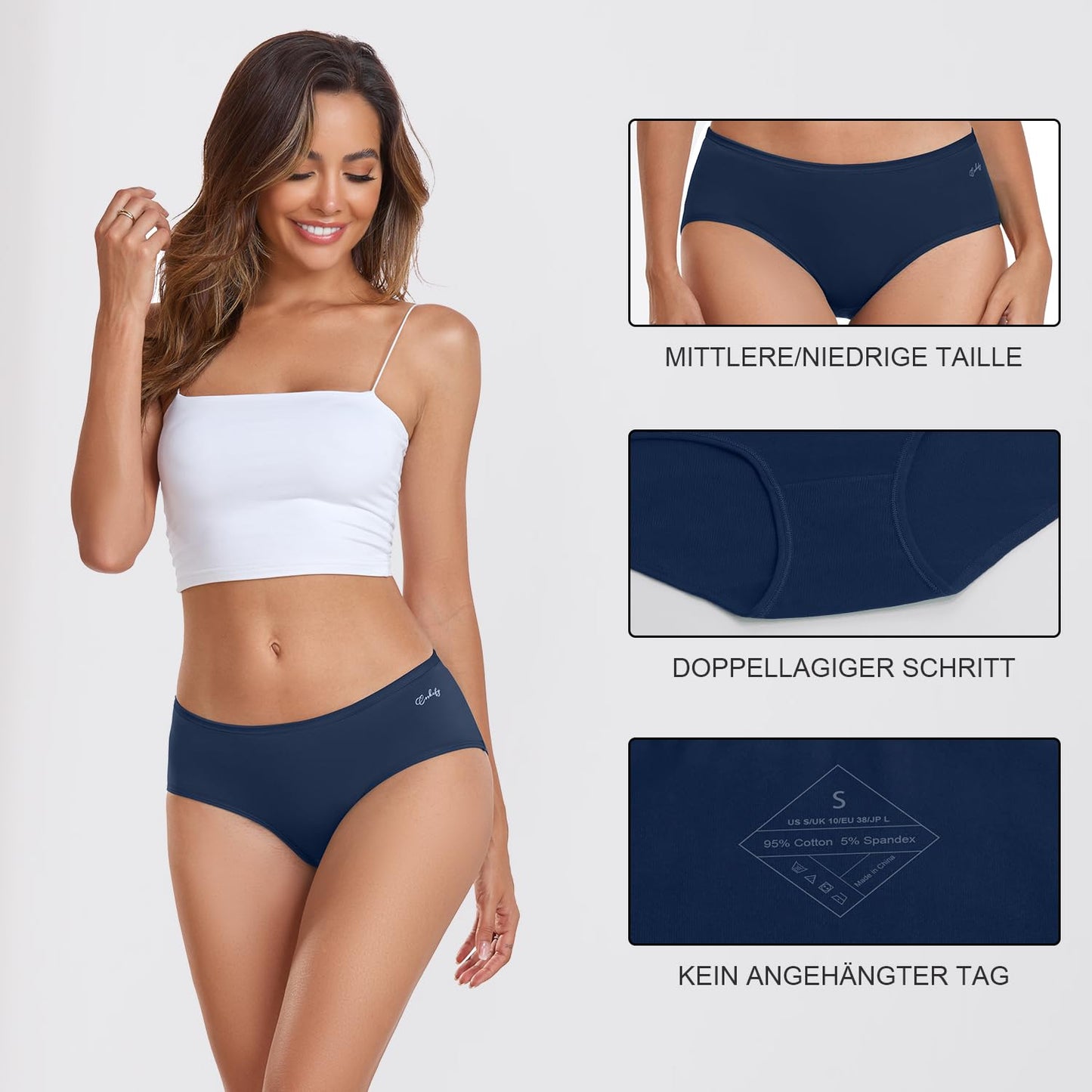 Coskefy Women’s Underpants 6-Pack Soft Cotton