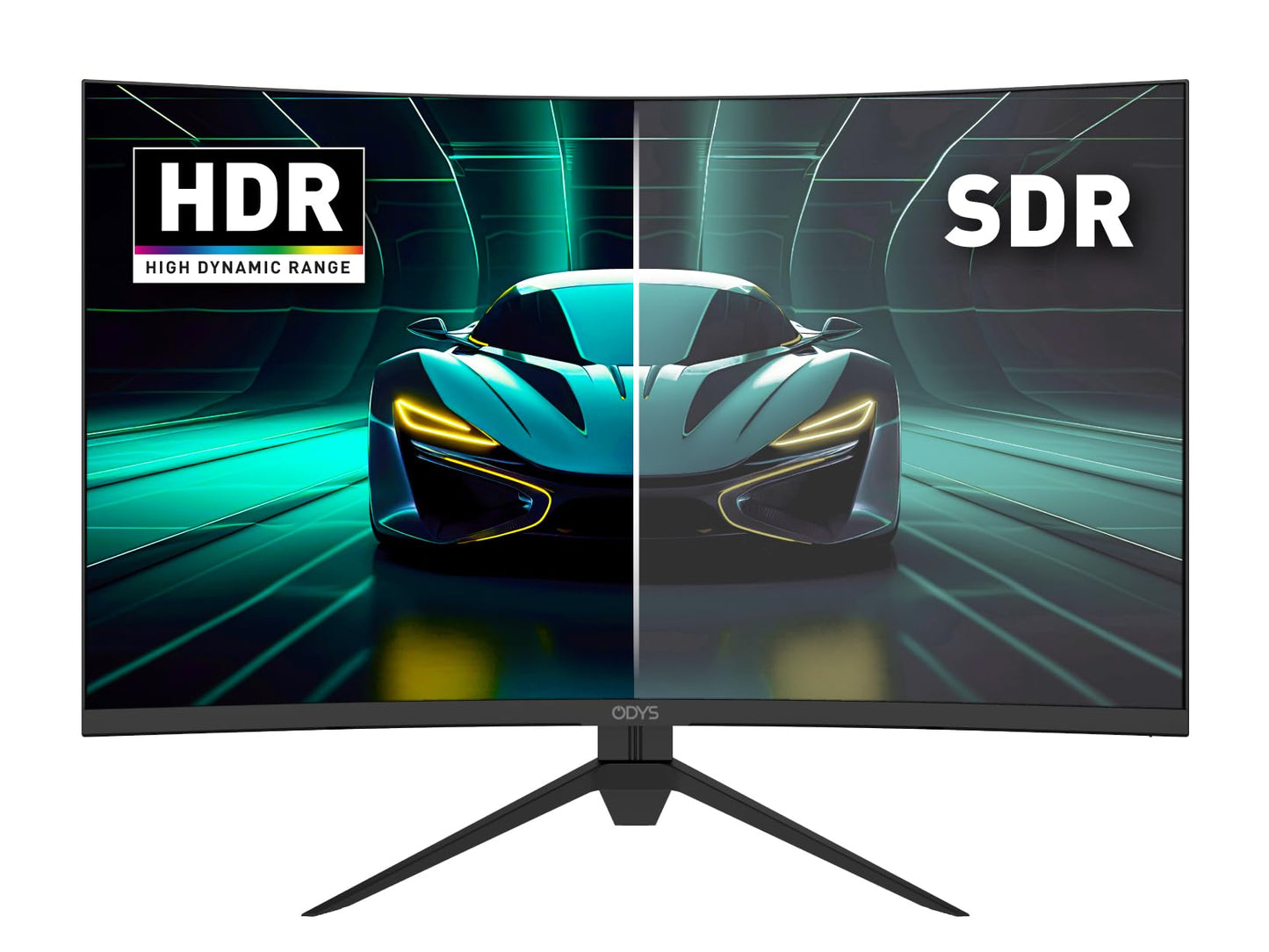 ODYS i27 Monitor - 27-Zoll-Bildschirm im rahmenlosen Design, Full HD, 100 Hz, mit HDR, IPS Panel, FreeSync, HDMI, USB-C, 3,5mm Audio
