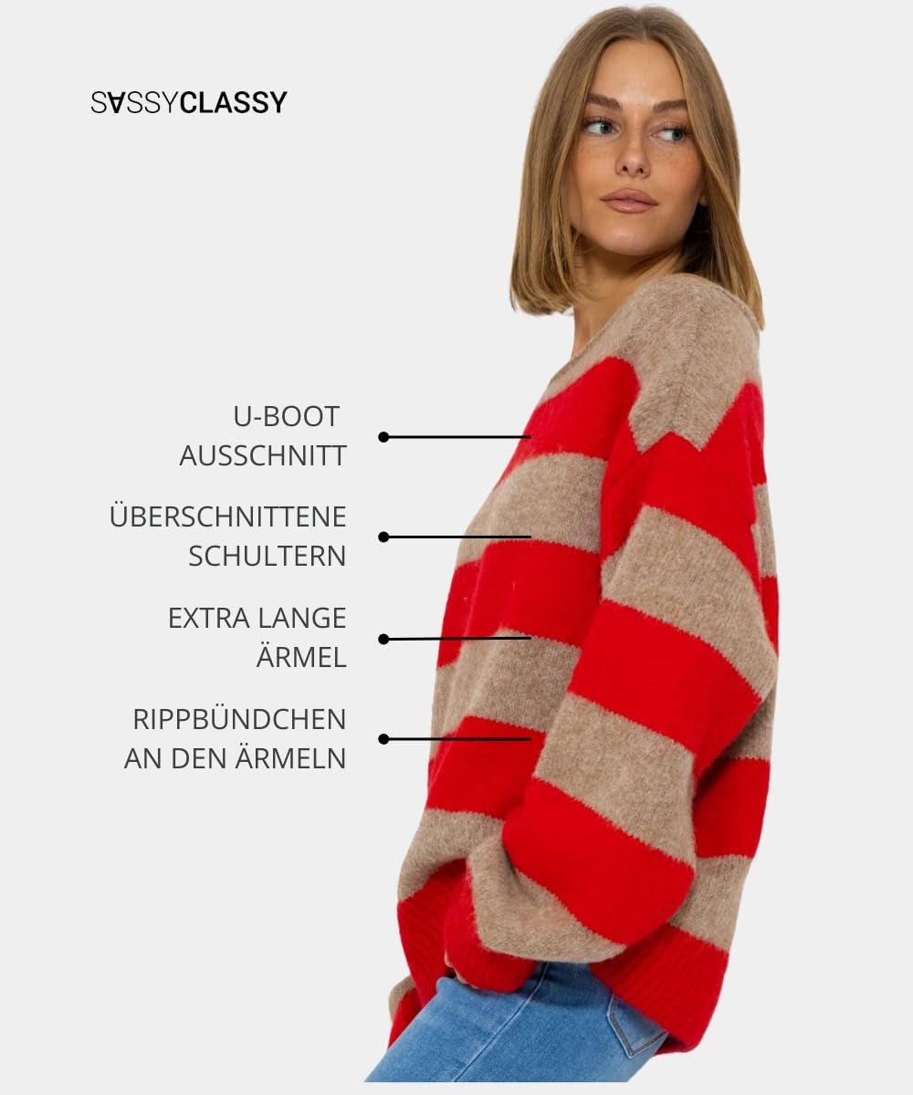 SASSYCLASSY Women’s Striped Oversize Sweater