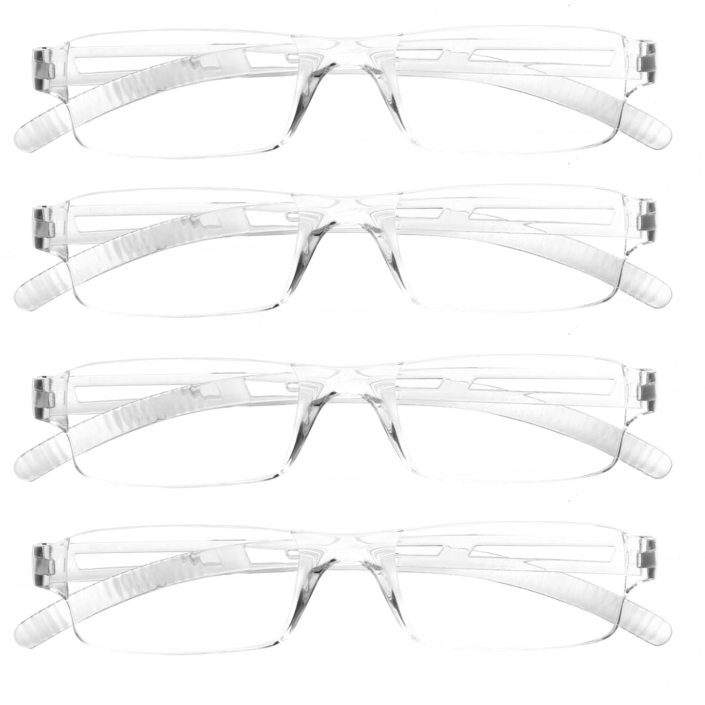 COJWIS Pack of 4 Frameless Reading Glasses for Men and Women, Lightweight and Comfortable, Anti Blue Light Reading Aid / TR90 Glasses (4 Colour Mixing, 2.00, Multiplier_x)