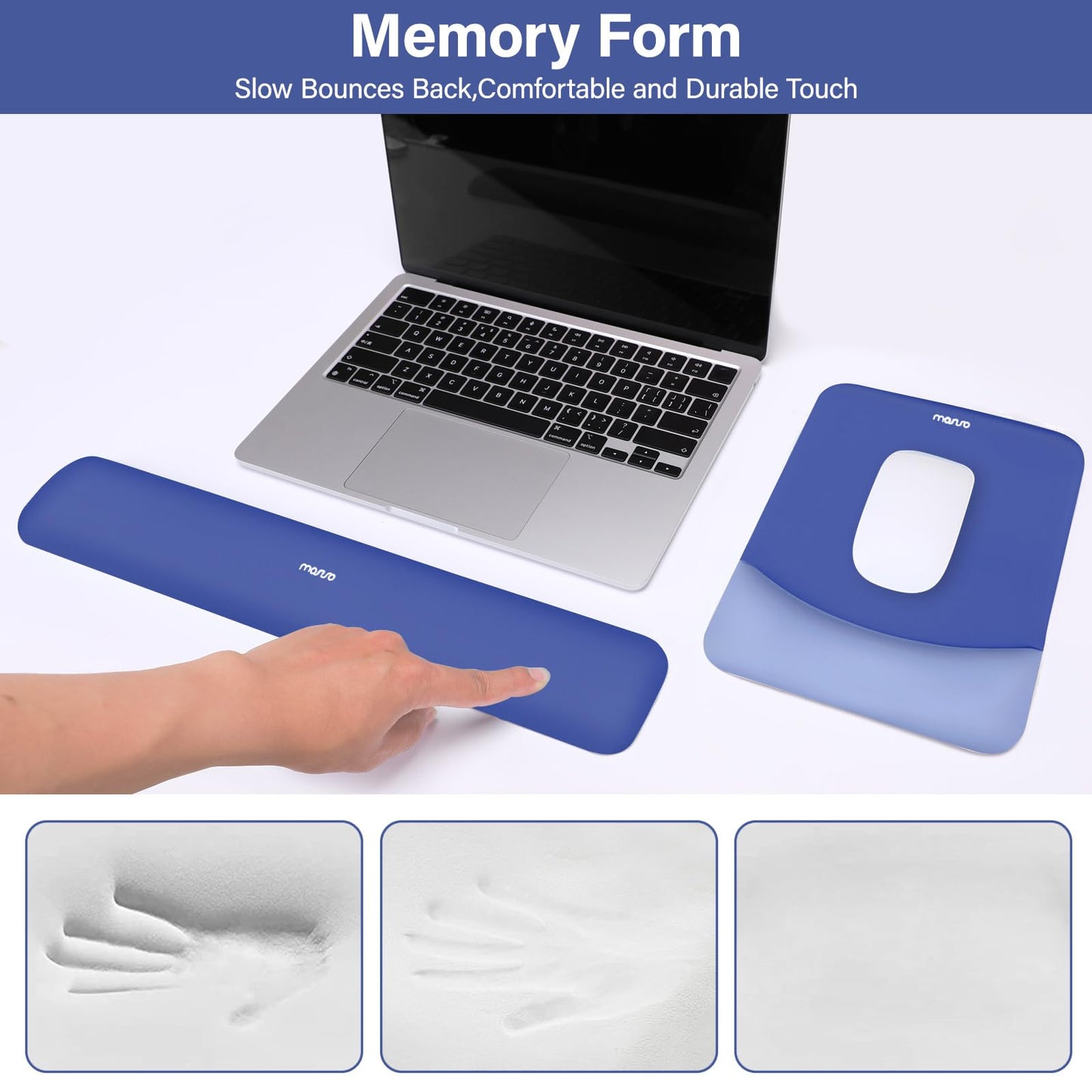 MOSISO Handgelenkstütze für Mauspad&Tastatur Set, Rechteckig Ergonomisch Mauspad Rutschfest Basis Home/Büro Schmerzlinderung&Typing Kissen mit Neopren Cloth&Erhöht Gebogen Memory Schaum,Grün