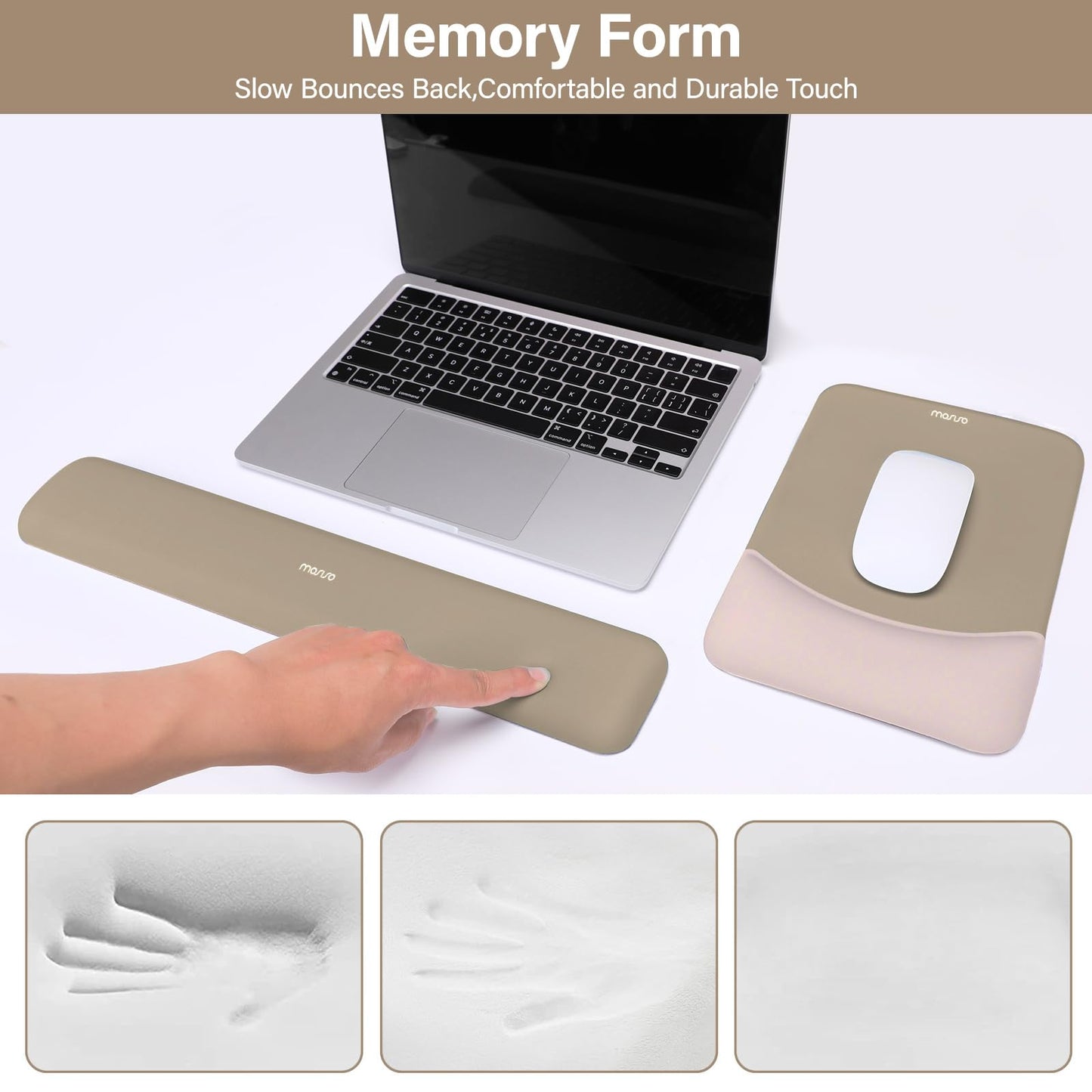 MOSISO Handgelenkstütze für Mauspad&Tastatur Set, Rechteckig Ergonomisch Mauspad Rutschfest Basis Home/Büro Schmerzlinderung&Typing Kissen mit Neopren Cloth&Erhöht Gebogen Memory Schaum,Grün