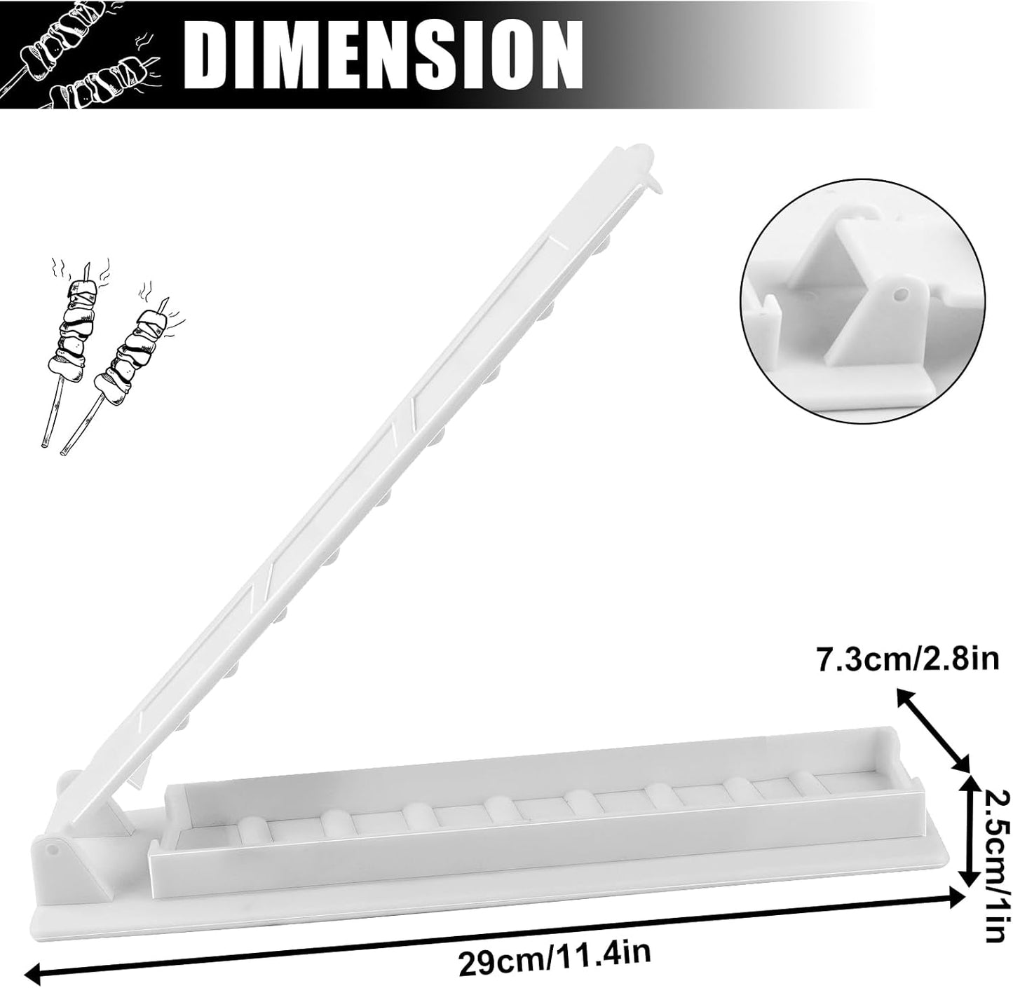 Kebab Maker, 11 Zoll Lange Pressform, Dicker Kunststoff Manuelle Kebab Form,Türkischer Schaschlik, Kebab Maker und Kabob Spieße, Kebab Maker Presse Weiß, Kebab Maker Machine für Grillen Picknick