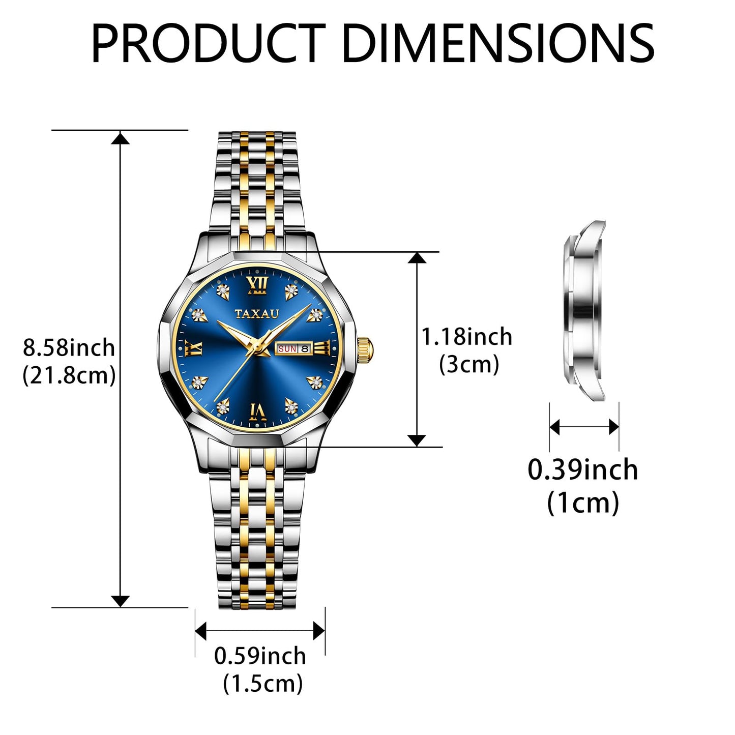 Taxau Uhr Frauen Luxus Edelstahl Uhren Frauen Kleid für Frauen wasserdichte Analog Quarz Damenuhren Klassische Reloj para Mujer
