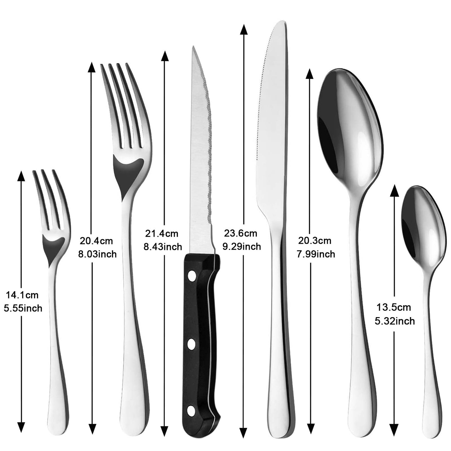 BEWOS 36-teiliges Besteck set mit Steakmesser Service für 6, Premium-Edelstahl-Bestecksets für Haus & Küche, Hochwertiges Messer-Löffel-Gabel-Besteck-Set Hochglanzpoliert, Spülmaschinenfest