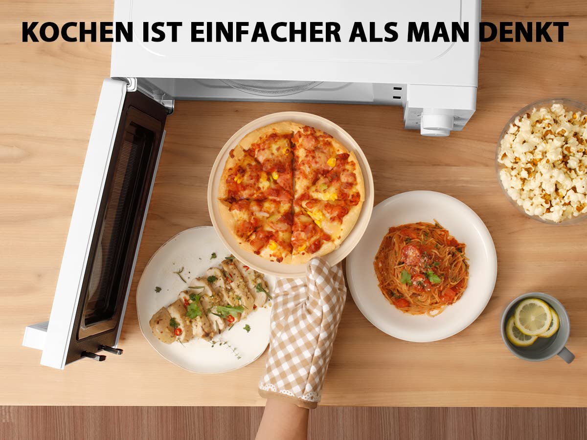 Comfee CMSN 20 wh Mikrowelle / Solo-Mikrowelle mit 5 Leistungsstufen/ Innenbeleuchtung/ easy Defrost/360°Drehteller / Zwei Drehregler/20L/700W/ Weiß, Mechanisch