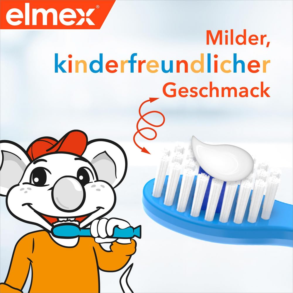 elmex Kinderzahnpasta 2-6 Jahre 50 ml – kindgerechte Zahnreinigung für hochwirksamen Kariesschutz – mit Aminfluorid für einen Dreifach-Schutzmechanismus