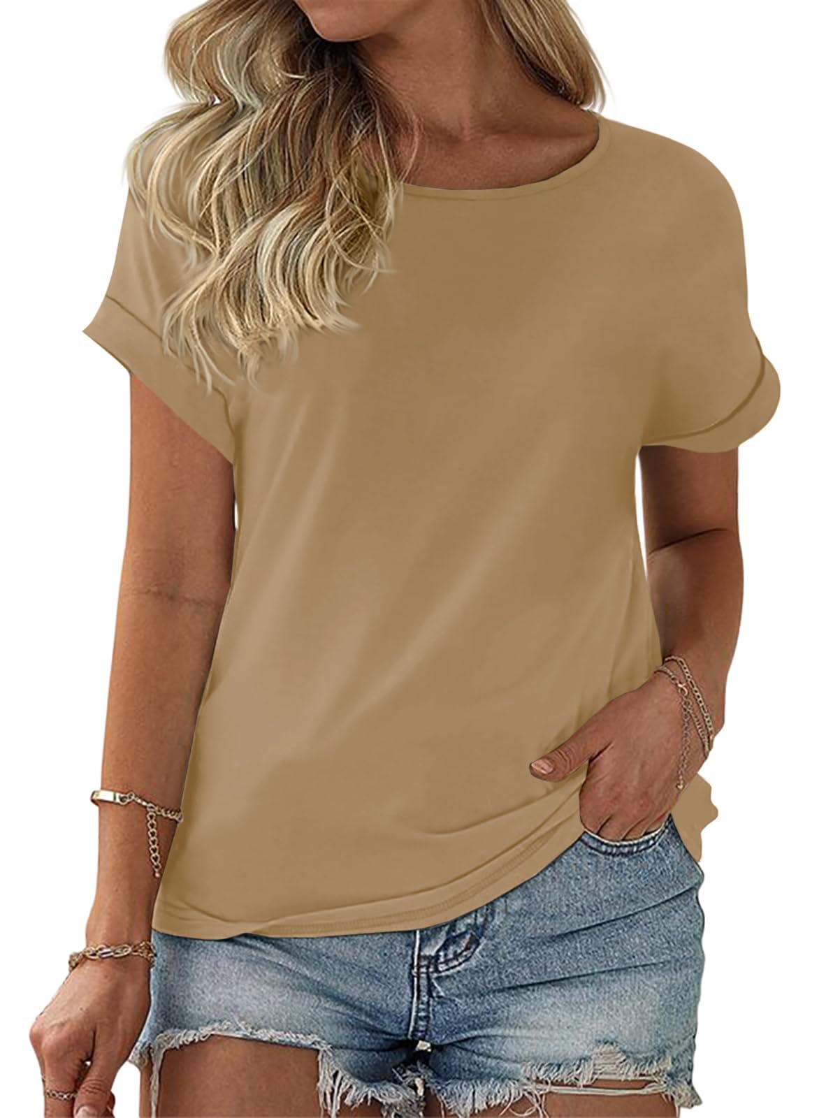 Fisoew Women's T-Shirt – Crew Neck Short Sleeve