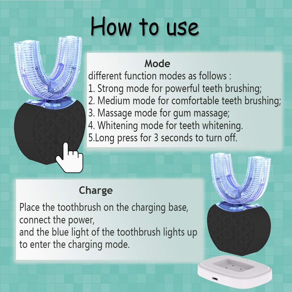 Elektrische Ultraschall-Zahnbürste, Automatische 360 ° Ultraschall-Elektrozahnbürste, Cold Tooth Whitening Instrument Automatische Zahnbürste, Elektrische Schallzahnbürste für Erwachsene