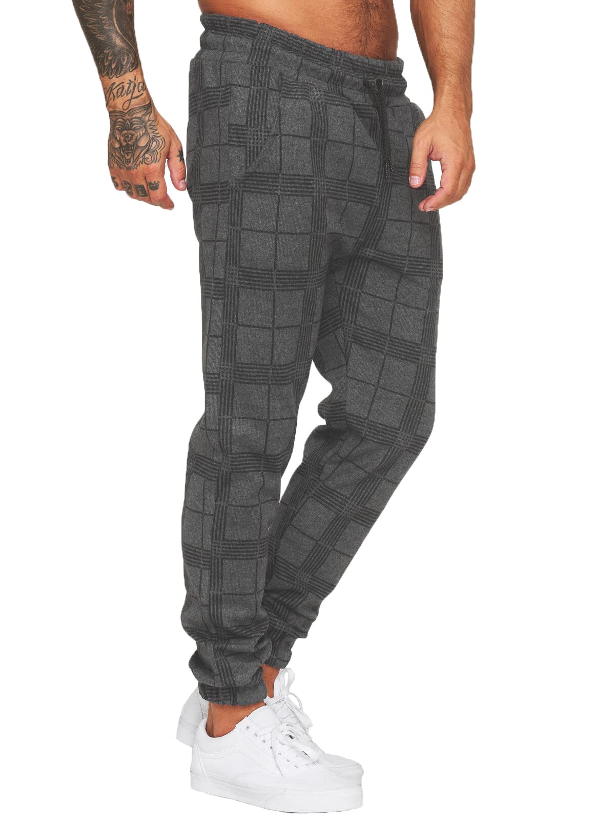 Men's Loose Fit Plaid Jogger Sweatpants
