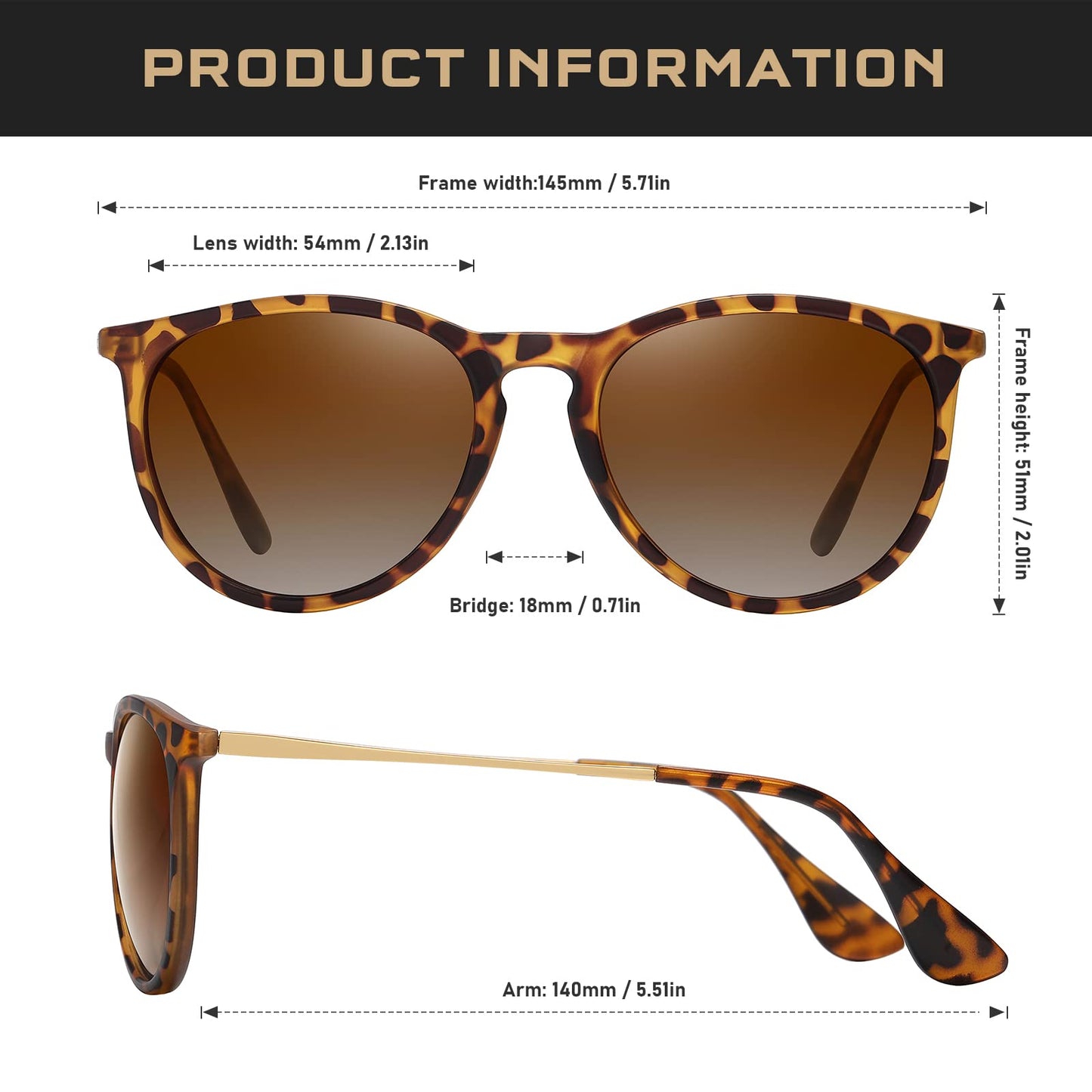 kunchu Sonnenbrille-Damen-Polarisierte-Sonnenbrille-Rund-UV400-im-Retro-Sonnenbrille-für-Damen & Herren Schutz Vintage