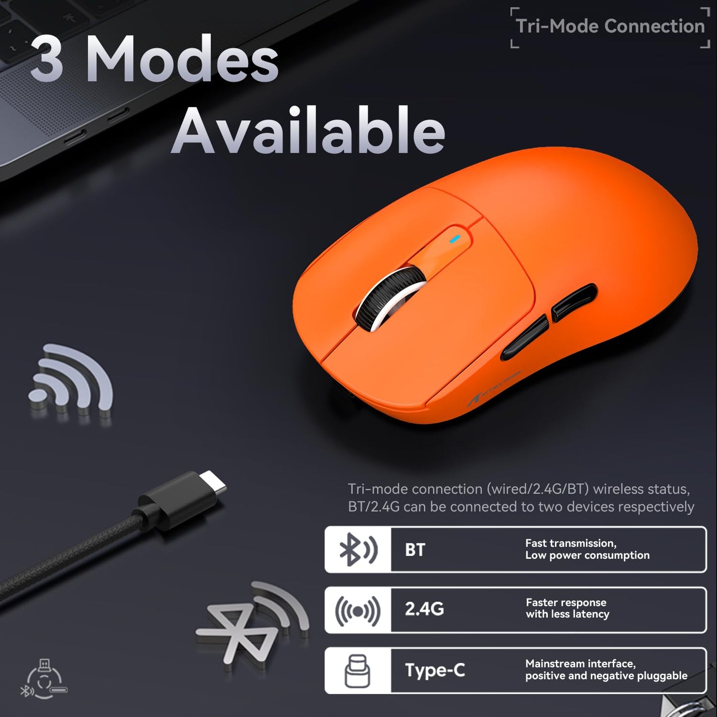 ATTACK SHARK X3 49g Ultralight Mouse, PixArt PAW3395 Gaming Sensor, BT/2.4G Wireless/Wired Gaming Mouse, 26000 DPI, 200 Hours Battery, Office Mice for Win11/Xbox/PS/Mac (White)