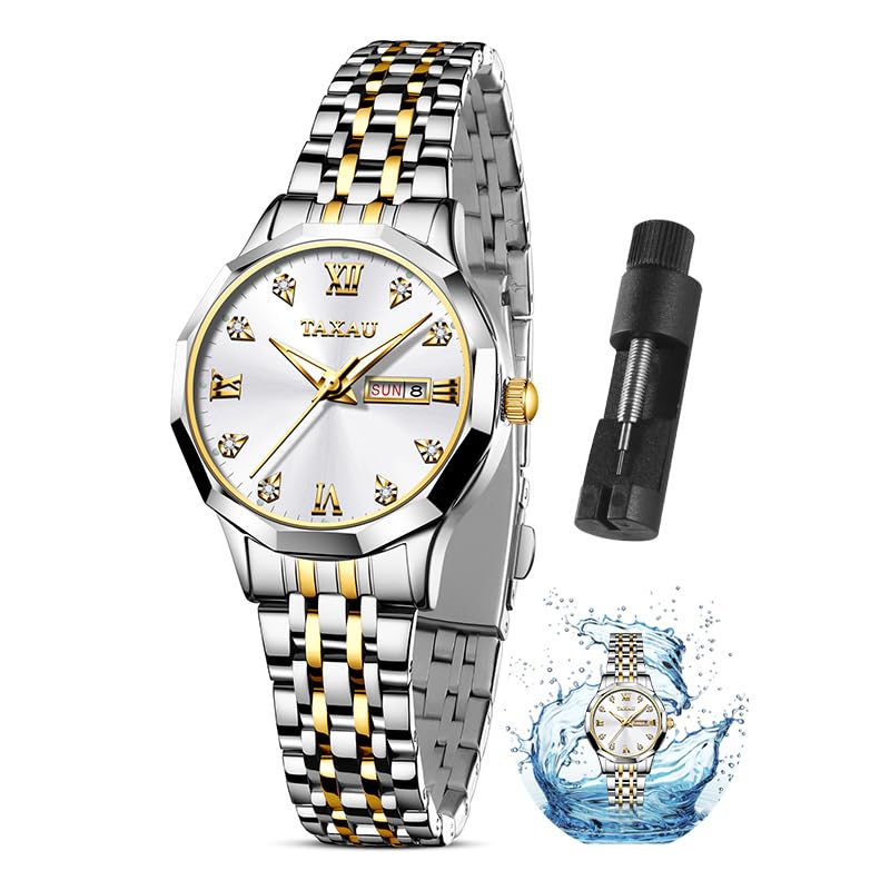 Taxau Uhr Frauen Luxus Edelstahl Uhren Frauen Kleid für Frauen wasserdichte Analog Quarz Damenuhren Klassische Reloj para Mujer
