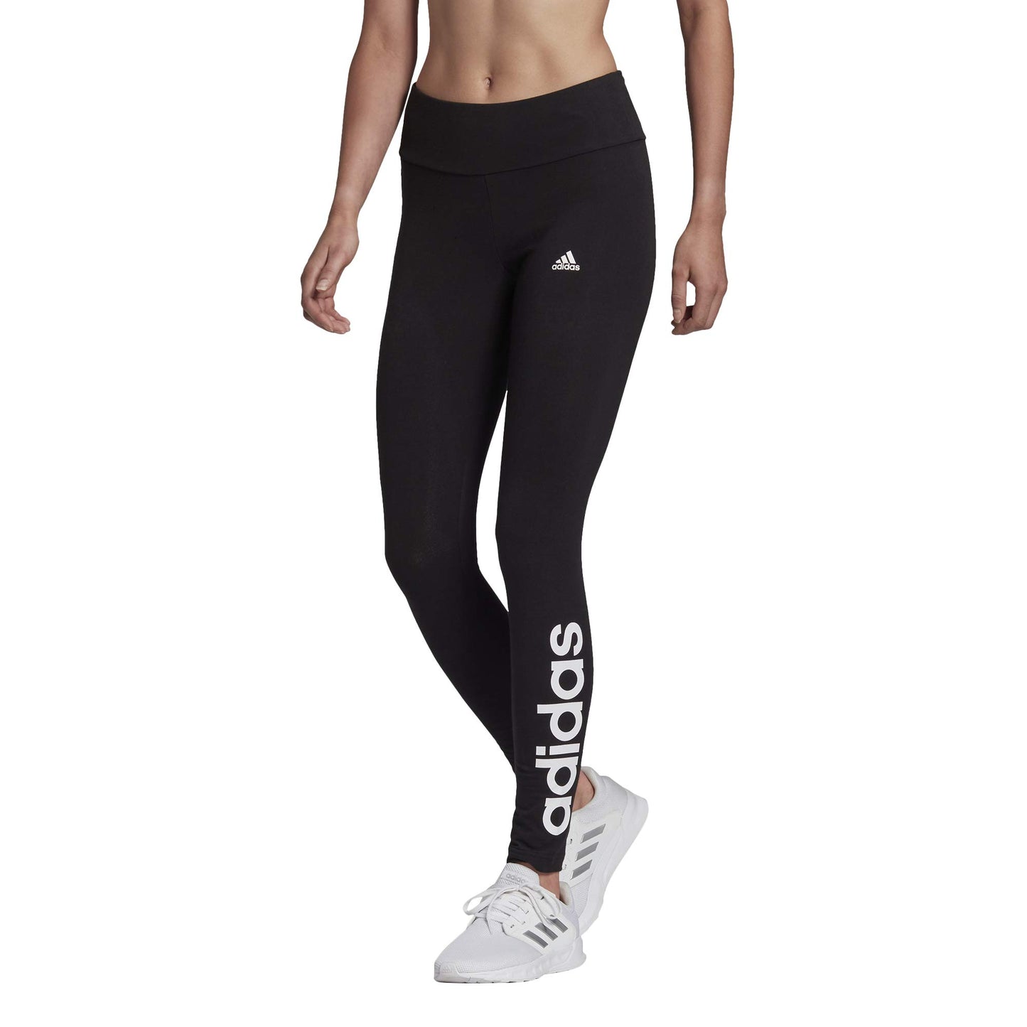 ADIDAS Women’s LIN Leggings – Black/White, High Waist, Comfortable Stretch Fit