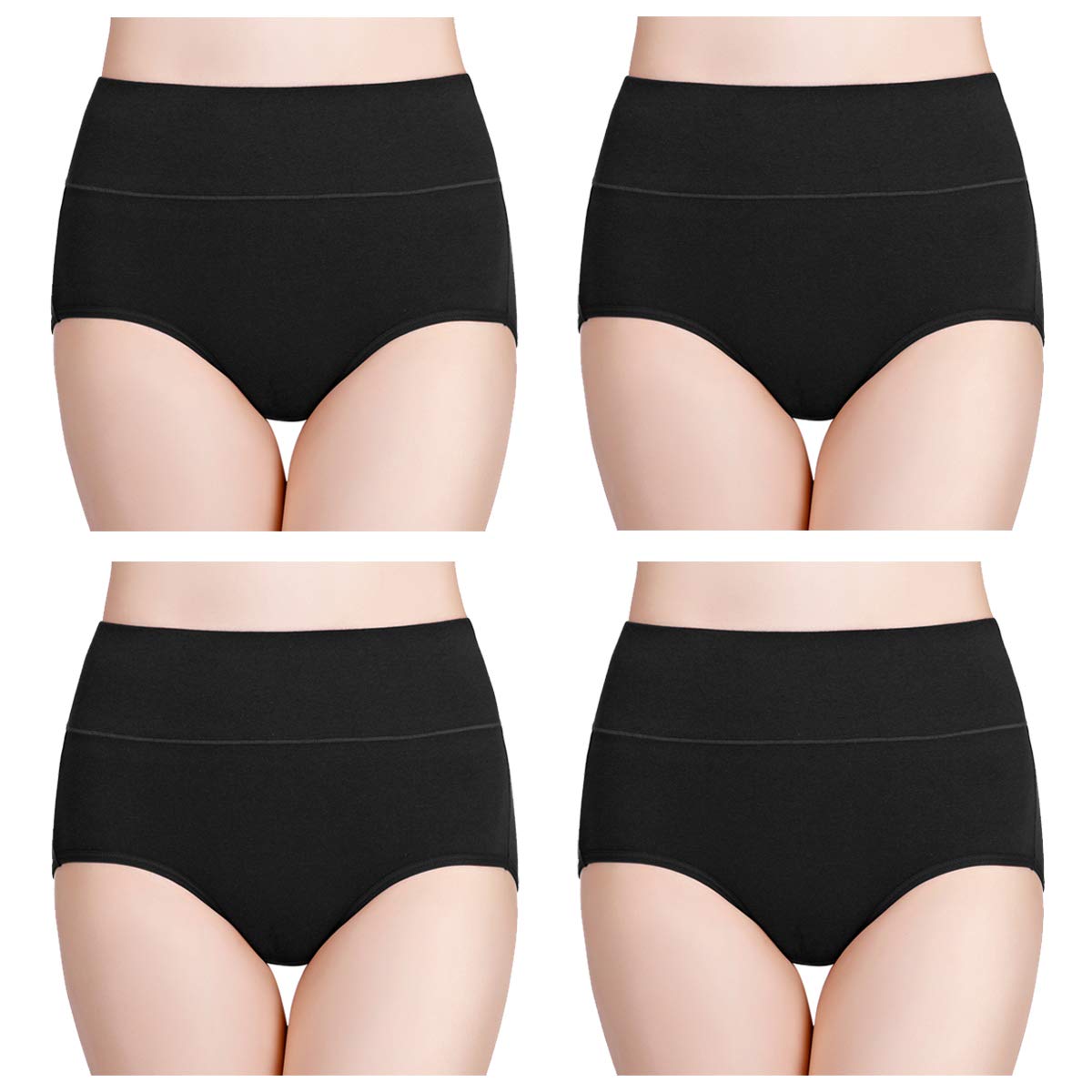 Wirarpa Women’s Cotton Underwear High Waist Briefs - Pack of 4