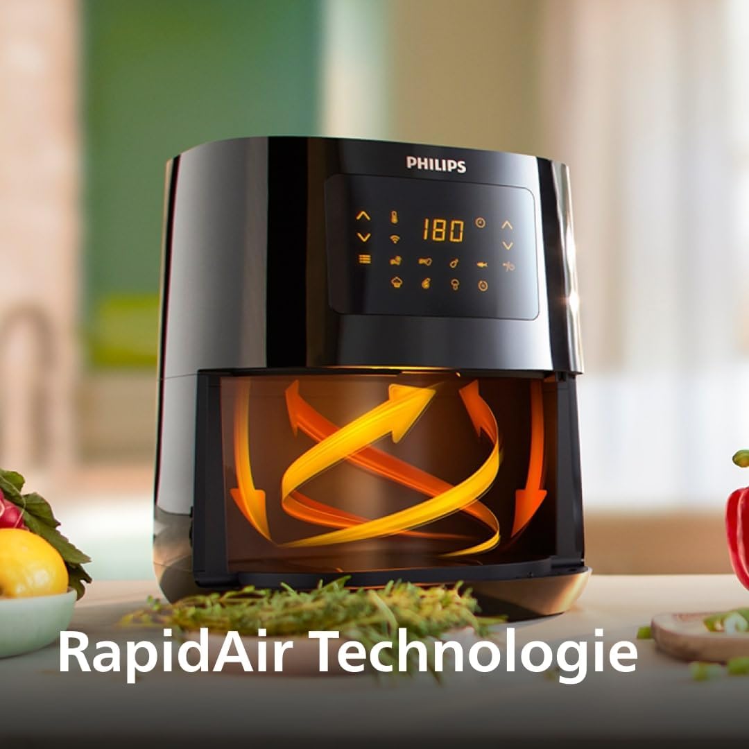 Philips Airfryer 5000-Serie L, 4.1L (0.8Kg), 13-in-1 Airfryer, Wifi verbunden, 90% Weniger Fett mit Rapid Air Technologie, Rezepte-App
