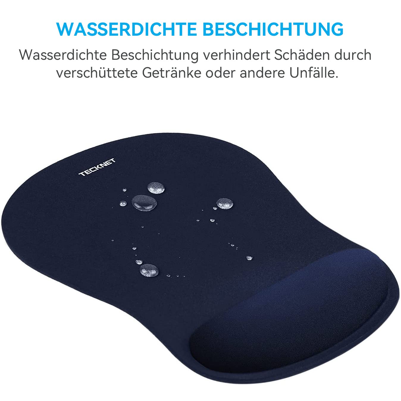 TECKNET Mauspad mit Gelkissen, Memory Foam Mousepad Ergonomisches Wasserdicht Komfort Mausmatte mit Handgelenkpolster Handauflage für Alle Maus Offfice Heim Computer Laptop