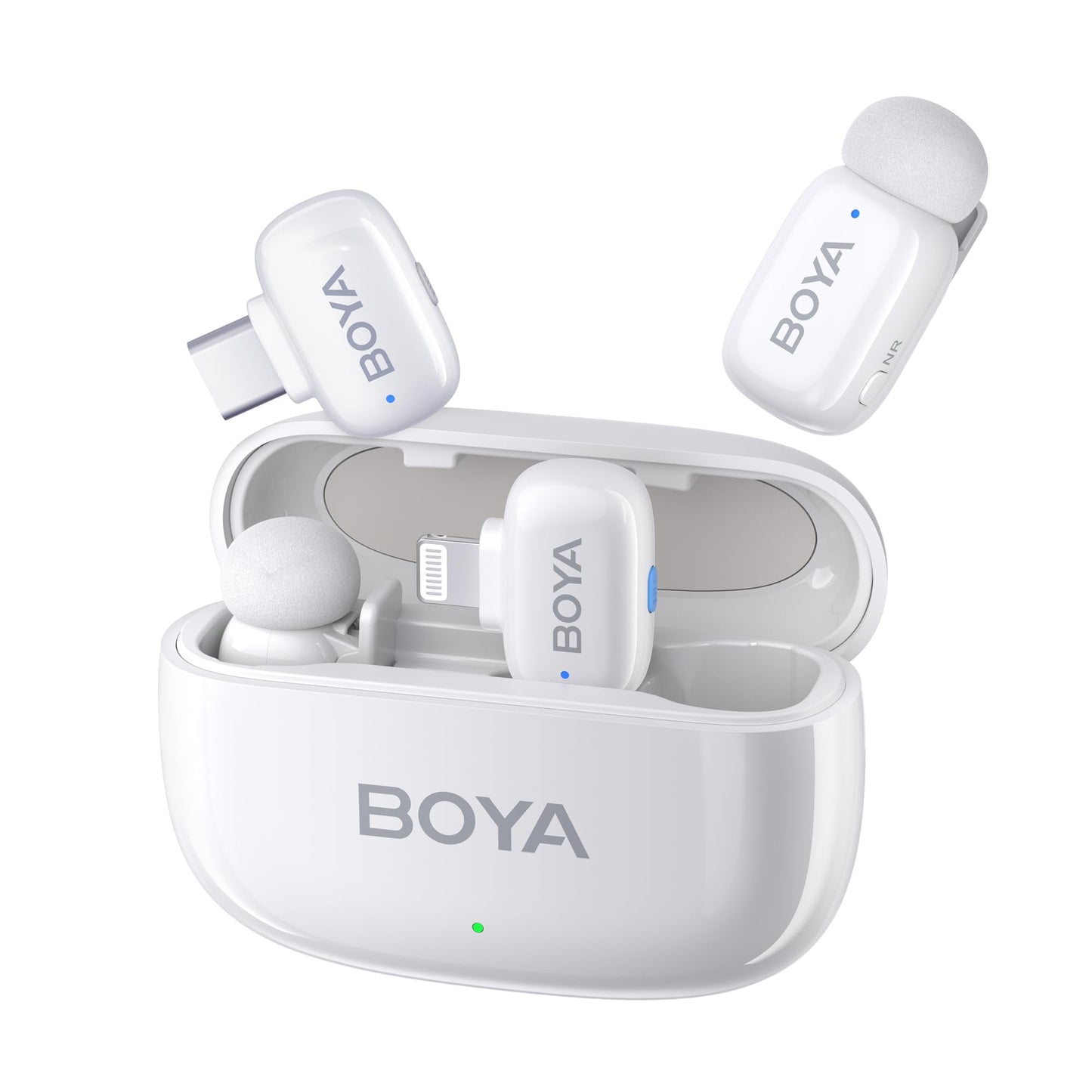 Boya Mini Wireless Lavalier-Mikrofon für Lightning/Type-C, Ultra-Mini-Mikrofon mit AI Voice Change, Rauschunterdrückung und Ladekoffer, Metall-Clip auf Mikrofon Vlogging TikTok YouTube