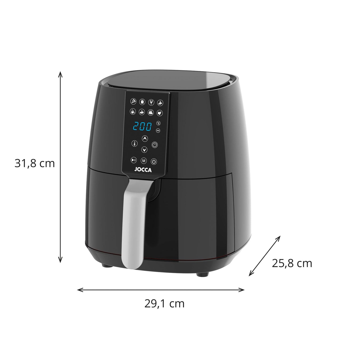 Jocca Heißluftfritteuse Sweet Line, 3,8L Fritteuse, 1450W, 8 Programme, LED Touchscreen, Timer, Rosa