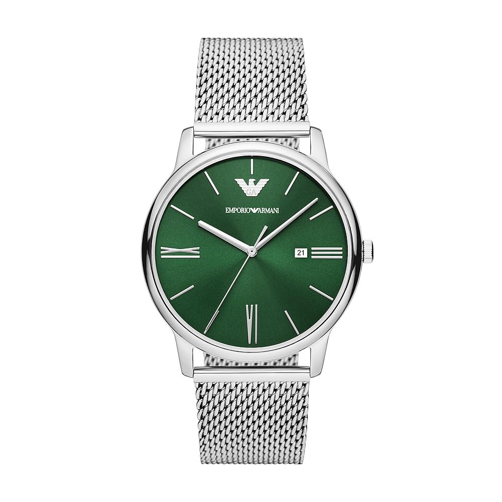 Emporio Armani Uhr für Herren, Quarzwerk und 42mm Gehäusegröße mit Edelstahl-, Leder- oder Silikonarmband