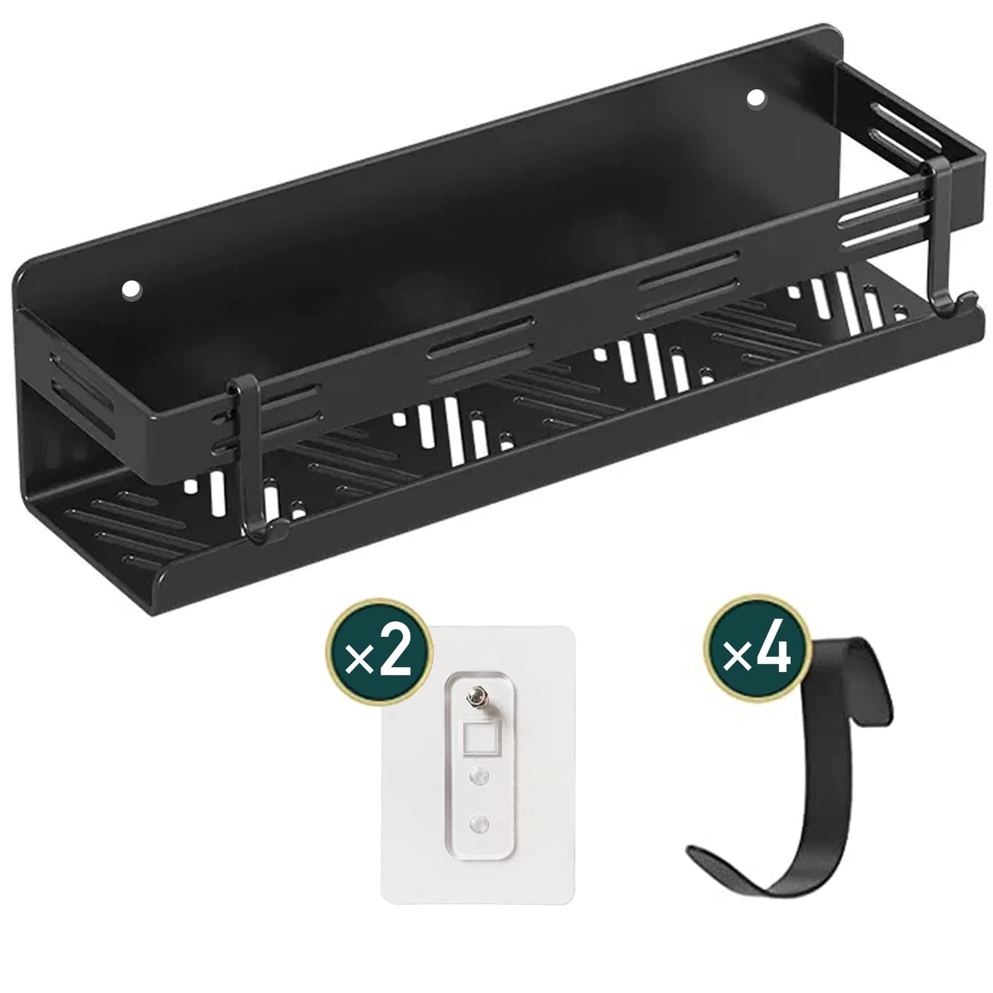 CZKDTT Gewürzregal,Küchenregal wand ohne Bohren,Gewürzregal Hängend Mit Küchenrollenhalter und 4 Haken,küchen organizer schublade,küchenutensilienhalter,35cm schwarz