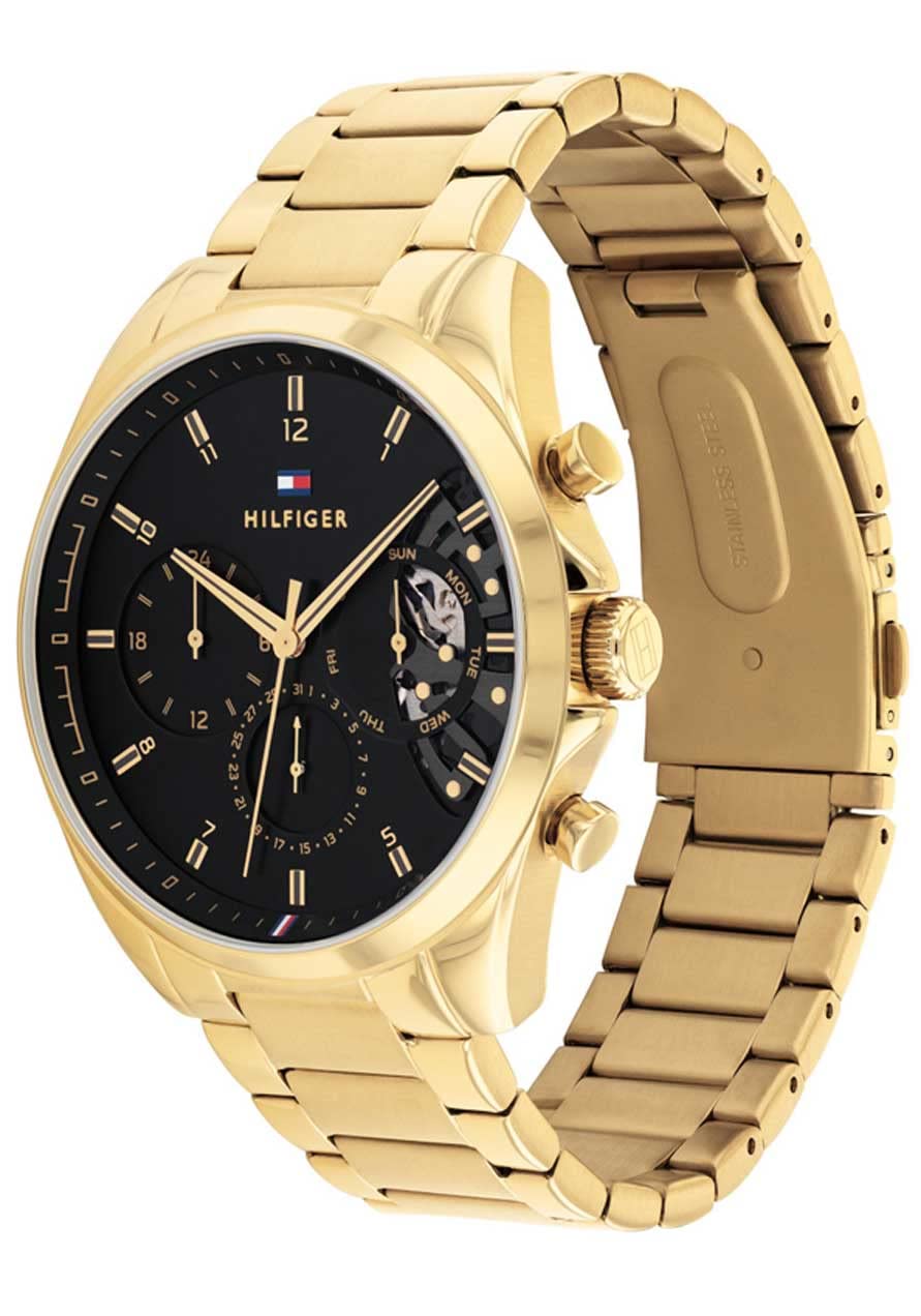 Tommy Hilfiger Multi Zifferblatt Quarz Uhr für Herren mit Silbernes Edelstahl-Mesh-Gliederarmband und Lederarmband