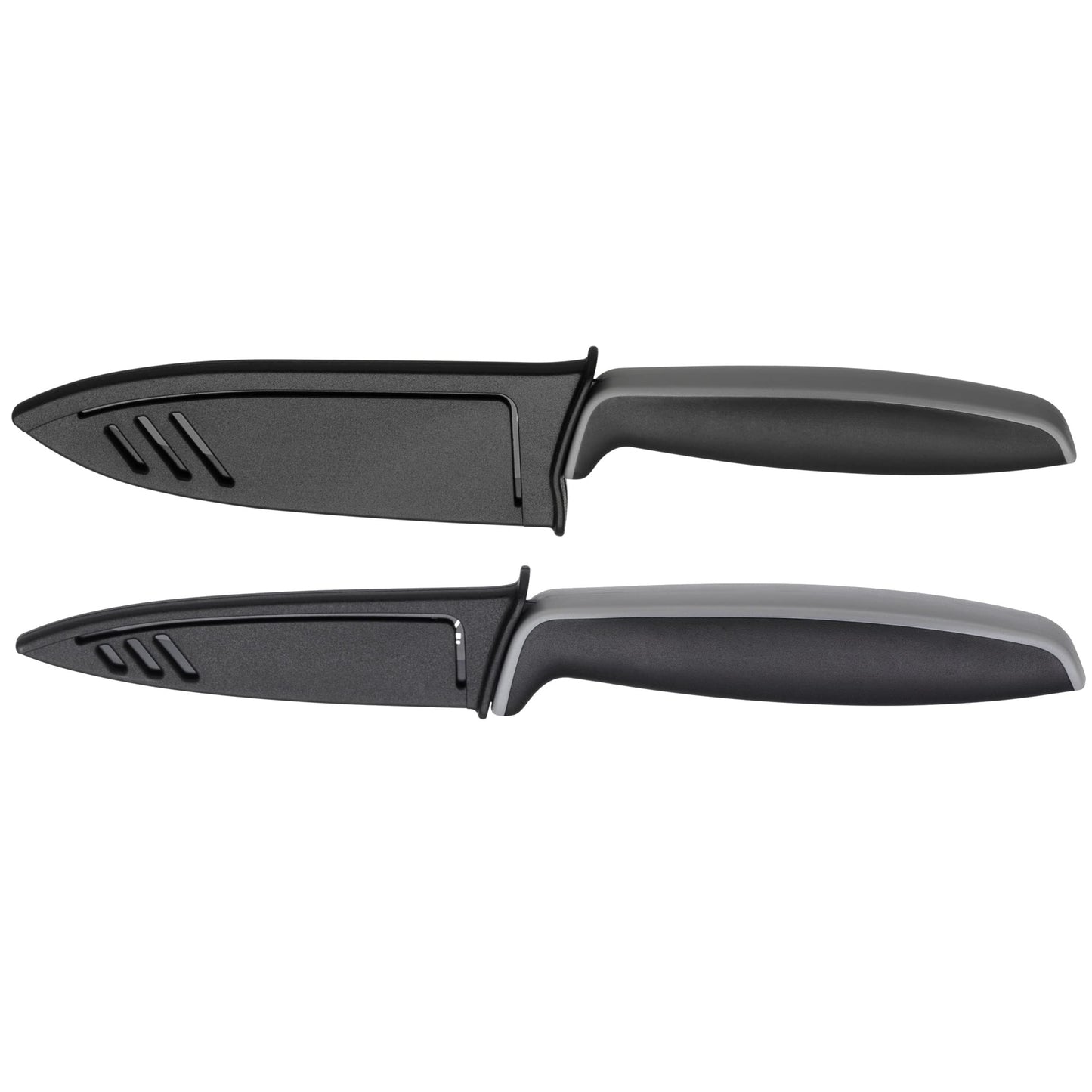 WMF Touch Messerset 2-teilig, Küchenmesser mit Schutzhülle, Spezialklingenstahl antihaftbeschichtet, scharf, Kochmesser, Gemüsemesser, schwarz