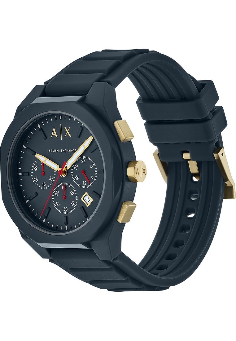 Armani Exchange Watch for Men, Chronograph Movement and 46mm Case Size with Stainless Steel, Leather or Silicone Strap