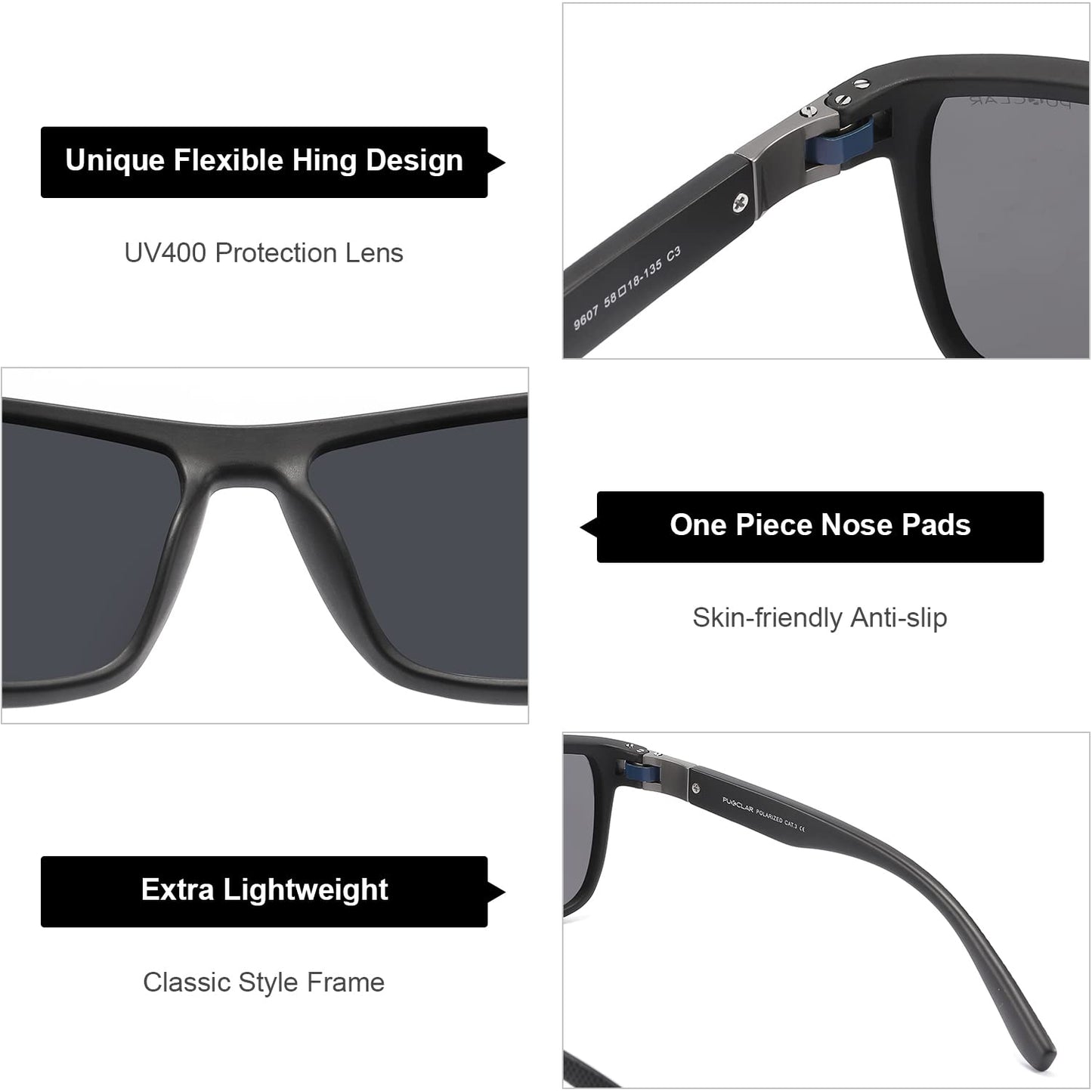 PUKCLAR Polarisierte Männer Sonnenbrille Sport Fahren Frauen Sonnenbrille Radfahren Laufen Fischen Brille TR90 Frame