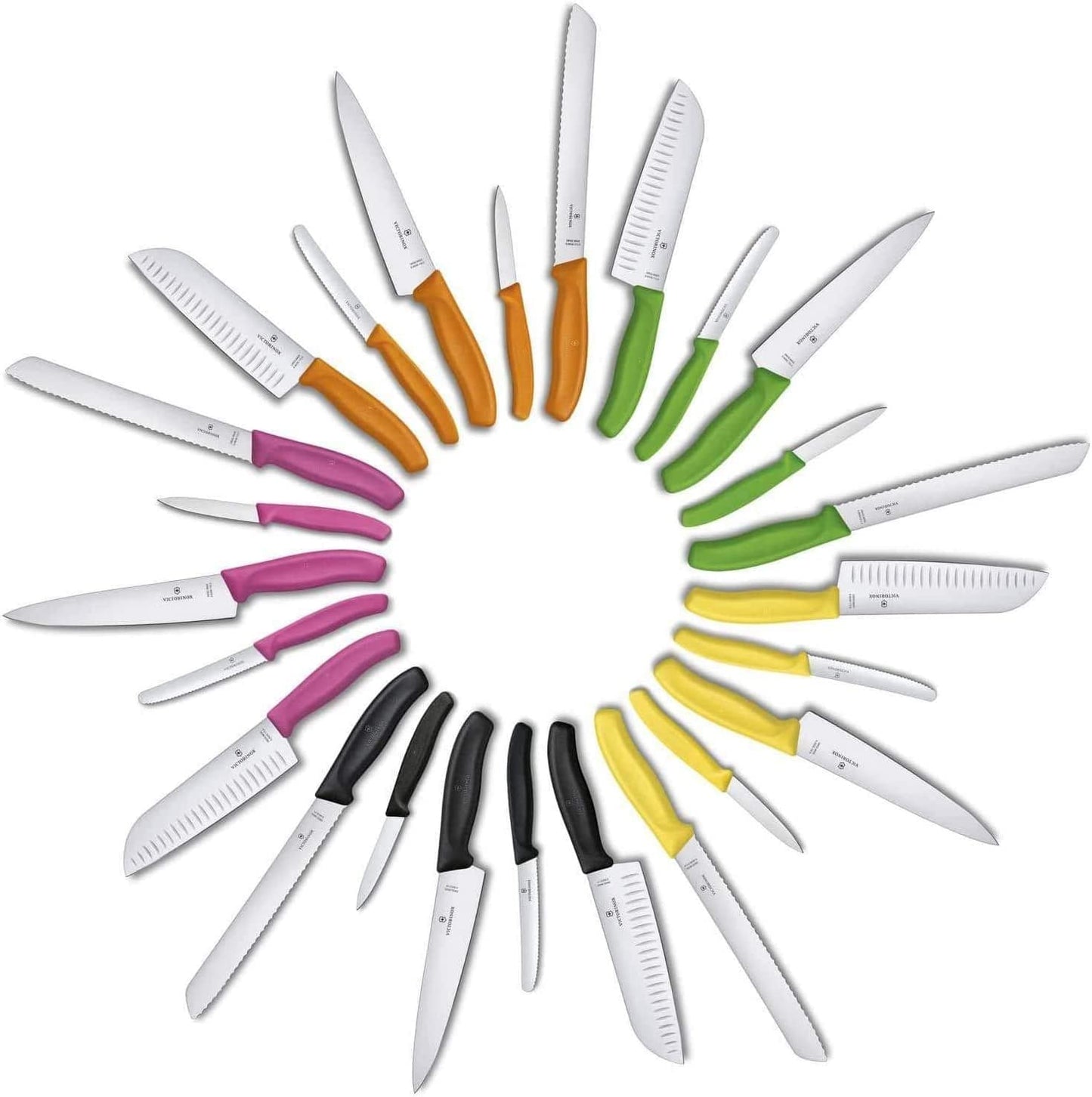 Victorinox Swiss Classic Gemüsemesser-Set, 3-teilig, Obstmesser, Gerader Schliff, Extra Scharf, Robuster Kunststoffgriff, mehrfarbig