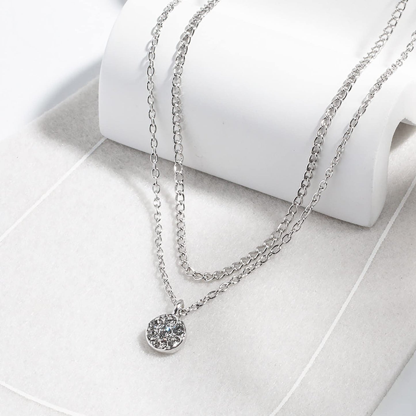 TseenYi Layered CZ Crystal Pendant Necklace