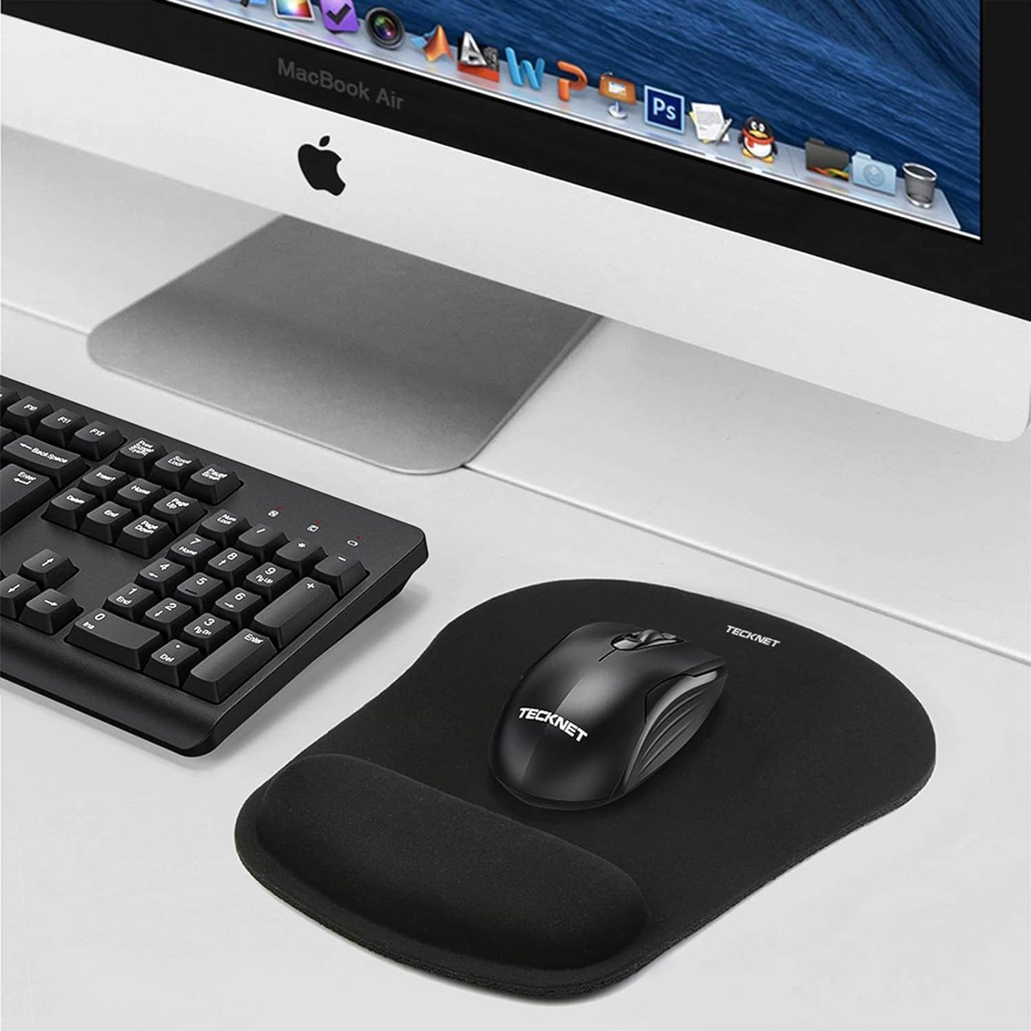 TECKNET Mauspad mit Gelkissen, Memory Foam Mousepad Ergonomisches Wasserdicht Komfort Mausmatte mit Handgelenkpolster Handauflage für Alle Maus Offfice Heim Computer Laptop