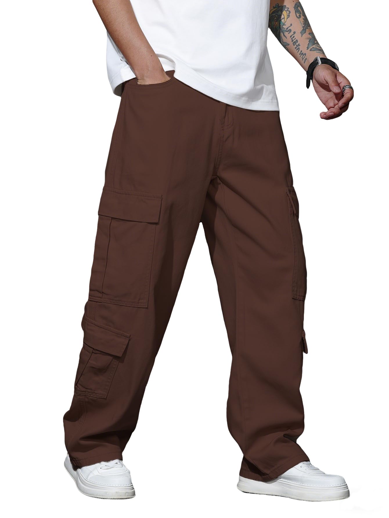Men’s Casual Streetwear Baggy Cargo Jeans with Pockets