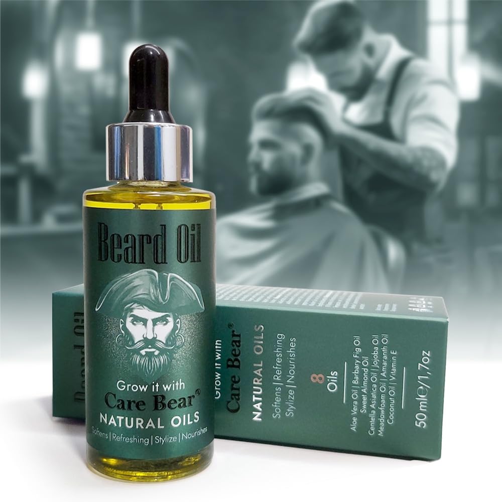 CareBear Grow It with Care Bartöl herren – Premiummischung aus 8 natürlichen Ölen für gesunden Bartwuchs 50ml; Pflegen und stärken Sie Ihren Bart