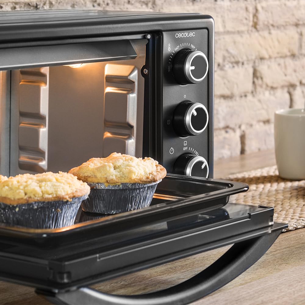 Cecotec Tischofen Bake&Toast 1090 Black, 10 L, 1000 W, 60-Minuten-Timer, Temperaturregelung bis zu 230ºC, Backblech, Grillrost und Zange mit Griff