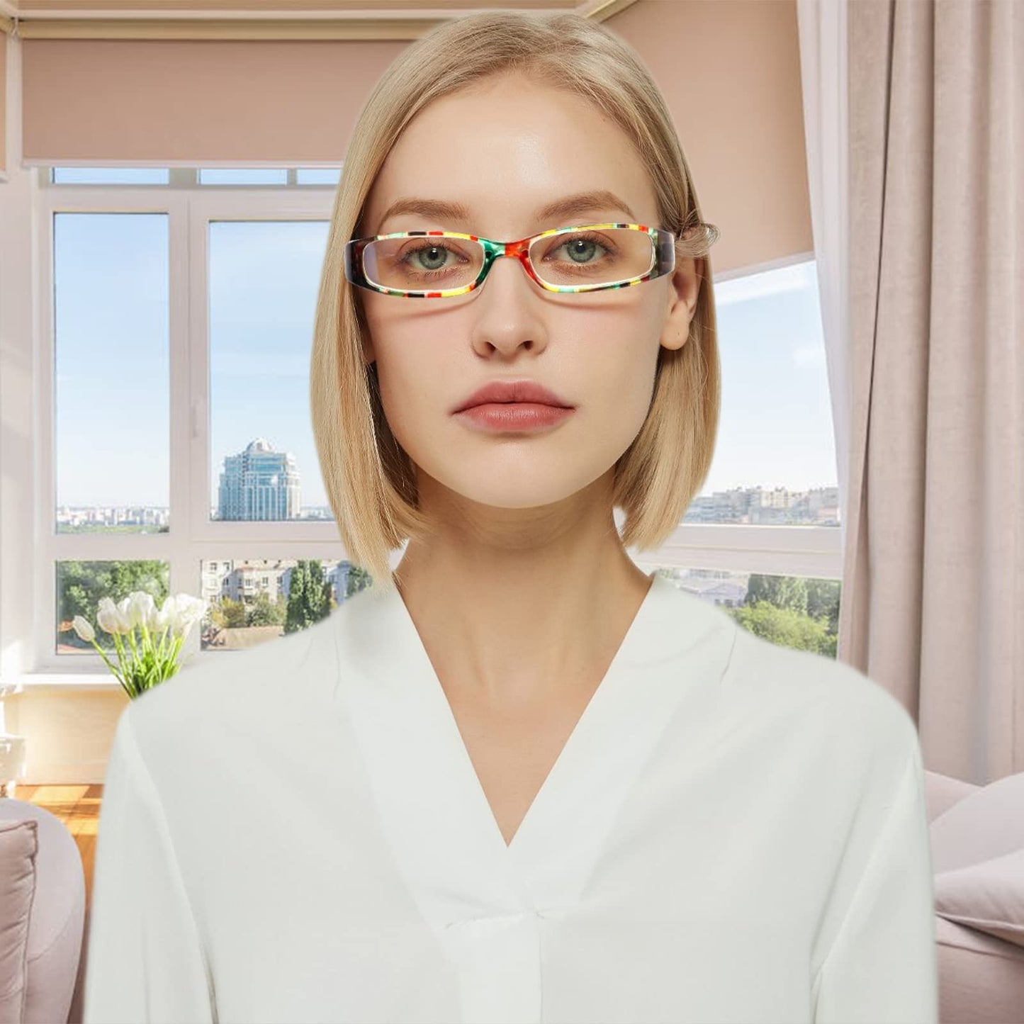 COJWIS 4 Pack Damen Lesebrille Mit Schönes Muster Brille Federscharnierleser für Frauen Reader (4 Farbe Mischen-2, 2.00, multiplier_x)