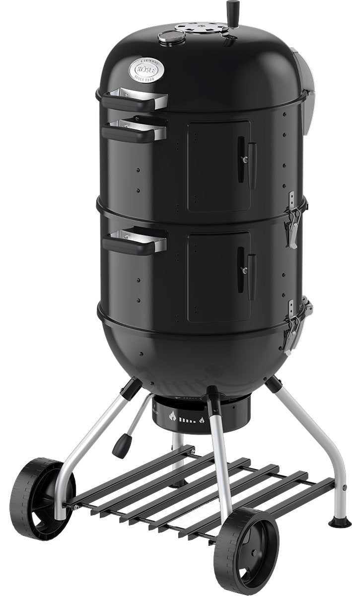 RÖSLE Holzkohle-Kugelgrill No.1 Sport F50, Hochwertiger Kohlegrill mit einstellbarer Luftzufuhr, Deckelscharnier, Deckelthermometer, stabiler Ablage, extra großer Grillfläche und Grillraum
