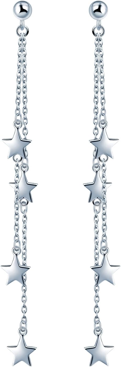 Yumilok 925 Sterling Silver Star Drop Earrings
