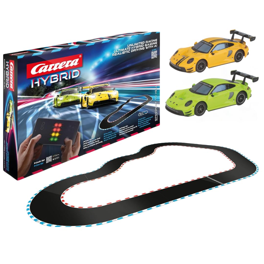 Carrera HYBRID Devil Drivers, Rennspaß der neuen Generation, Legendäre Rennboliden Porsche 911 GT3 R im Maßstab 1:50, Hybrid Technologie mit KIIUnterstützung, Steuerung per SmartphoneIApp