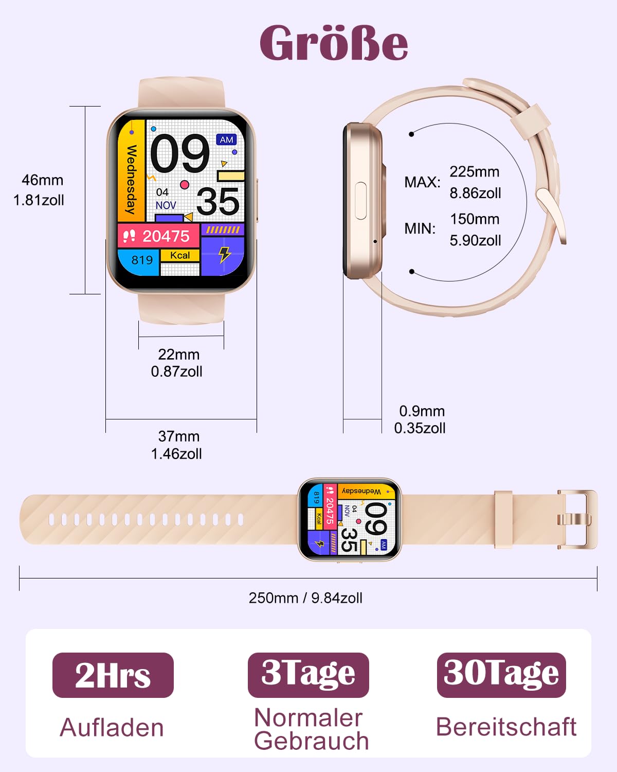 RUIMEN Smartwatch Damen Herren mit Telefonfunktion Fitnessuhr Schrittzähler Uhr mit Pulsmesser SpO2 Messung Schlafüberwachung Nachrichten Multi Trainingsmodi Smart Watch Wasserdicht Für Android iOS