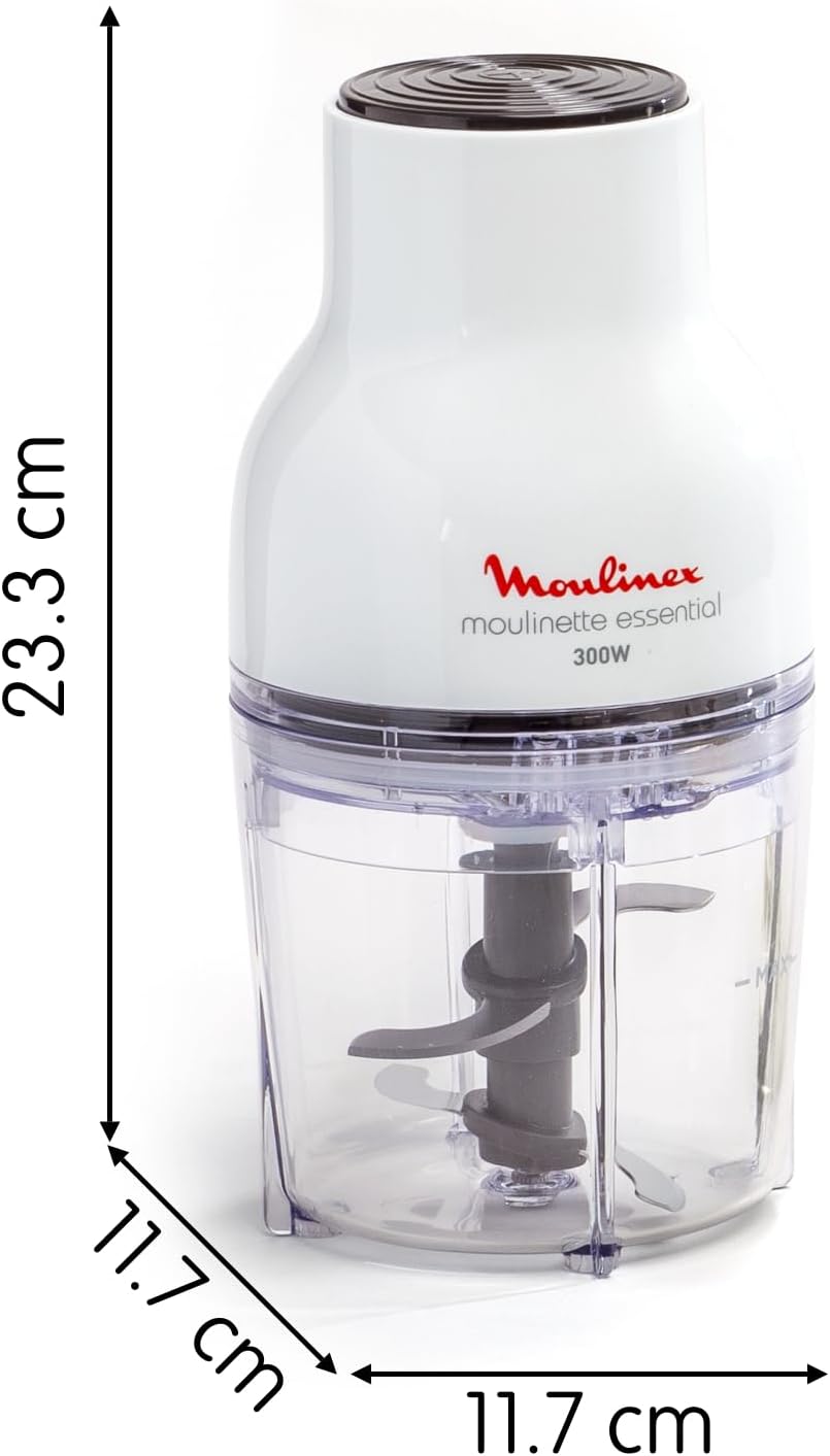 Moulinex Moulinette Essential DJ5201 3-in-1 Zerkleinererer, Mixen und Schneiden, Druckdeckel-System 300 W, Fassungsvermögen 0,4 l